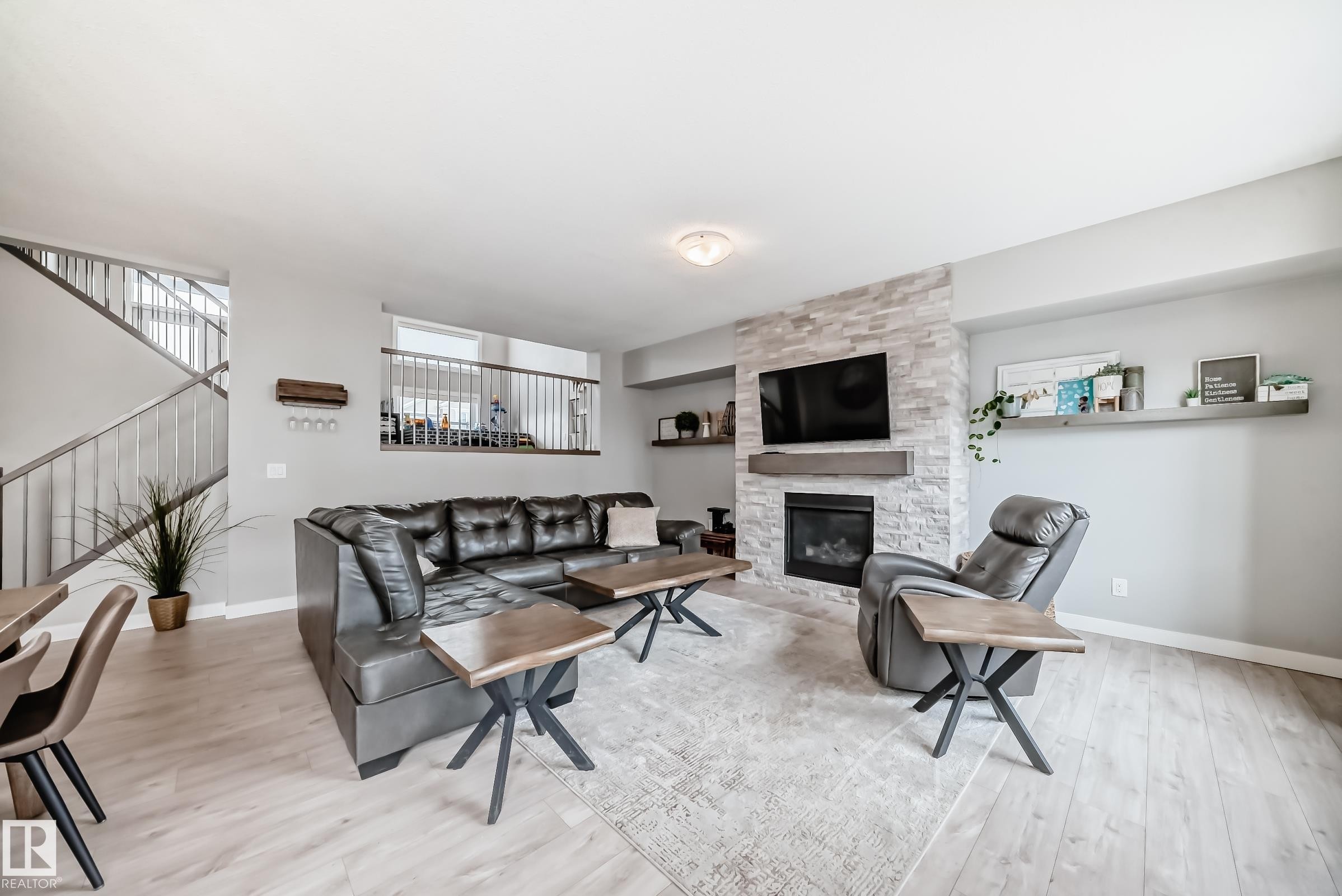 2011 201 Street, Edmonton, AB - Indoor Photo Showing Living Room With Fireplace