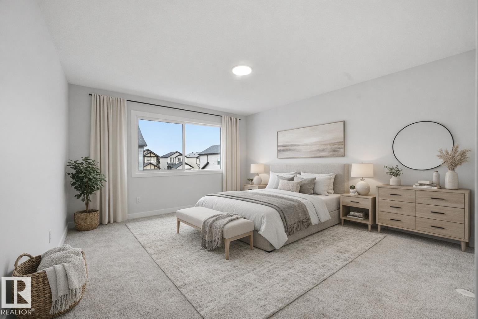 Virtually staged - 3230 Dixon Way, Edmonton, AB - Indoor Photo Showing Bedroom