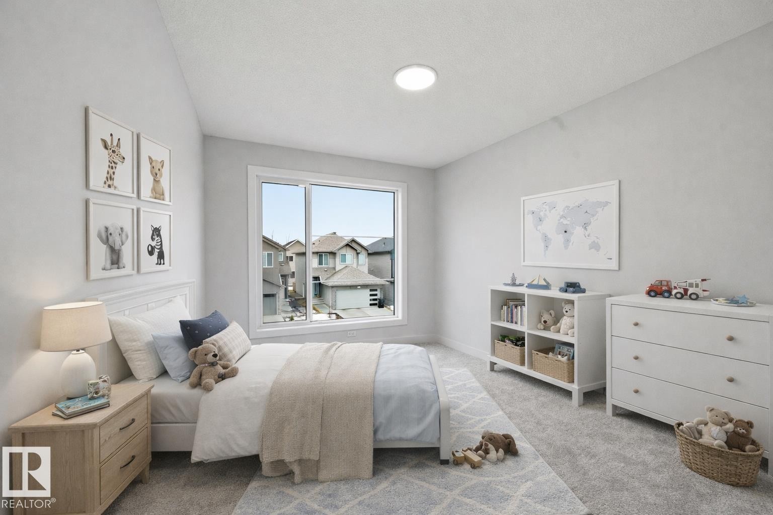 Virtually staged - 3230 Dixon Way, Edmonton, AB - Indoor Photo Showing Bedroom
