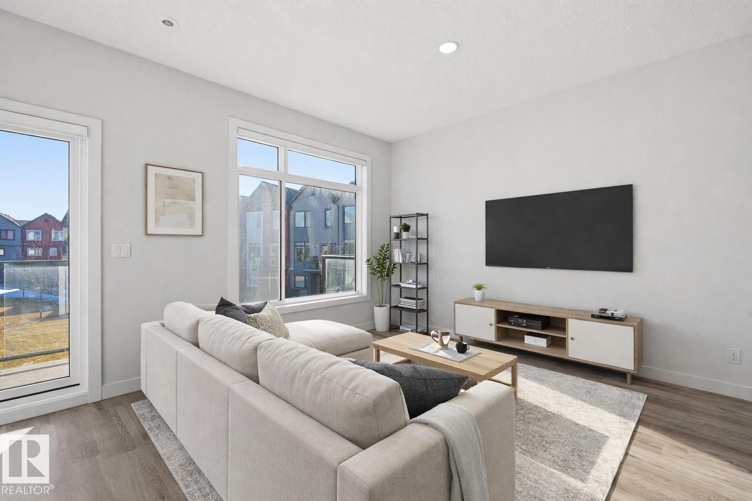 Virtually staged - 85 1010 Rabbit Hill Road, Edmonton, AB - Indoor Photo Showing Living Room