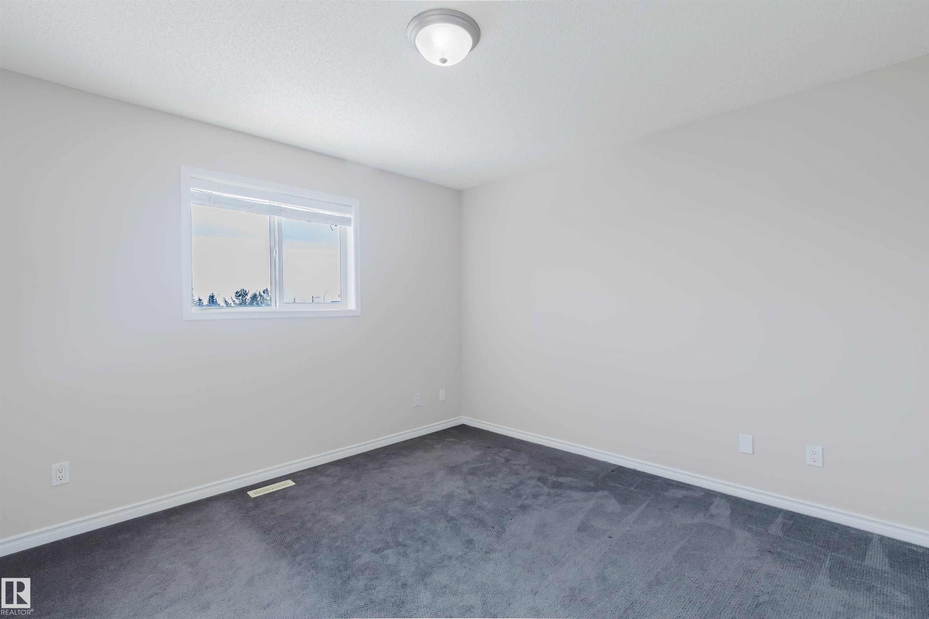 This room features light-colored walls, a window providing natural light, and dark carpet flooring - 1135 112 Street, Edmonton, AB - Indoor Photo Showing Other Room