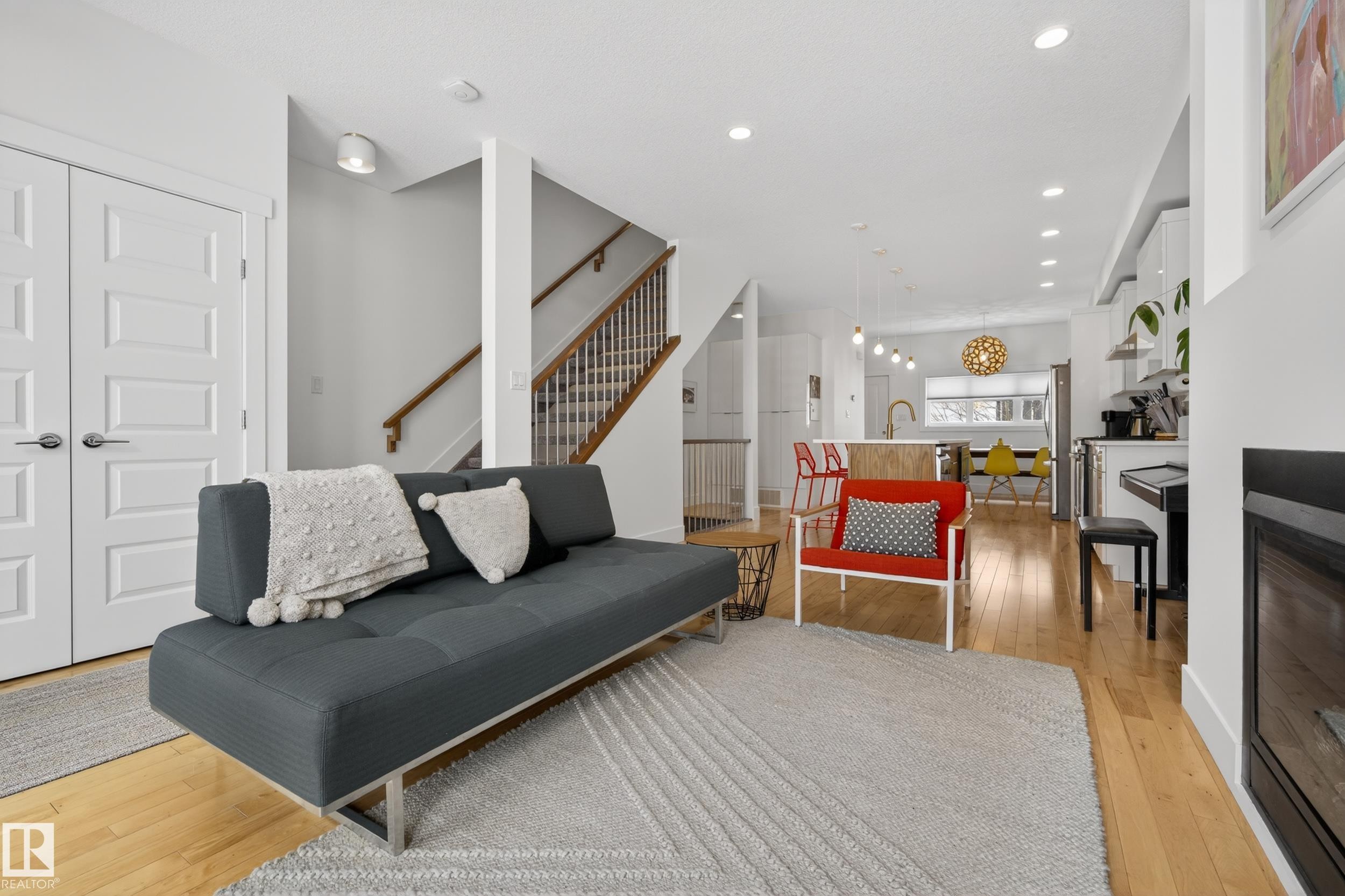 9012 92 Avenue, Edmonton, AB - Indoor Photo Showing Living Room With Fireplace