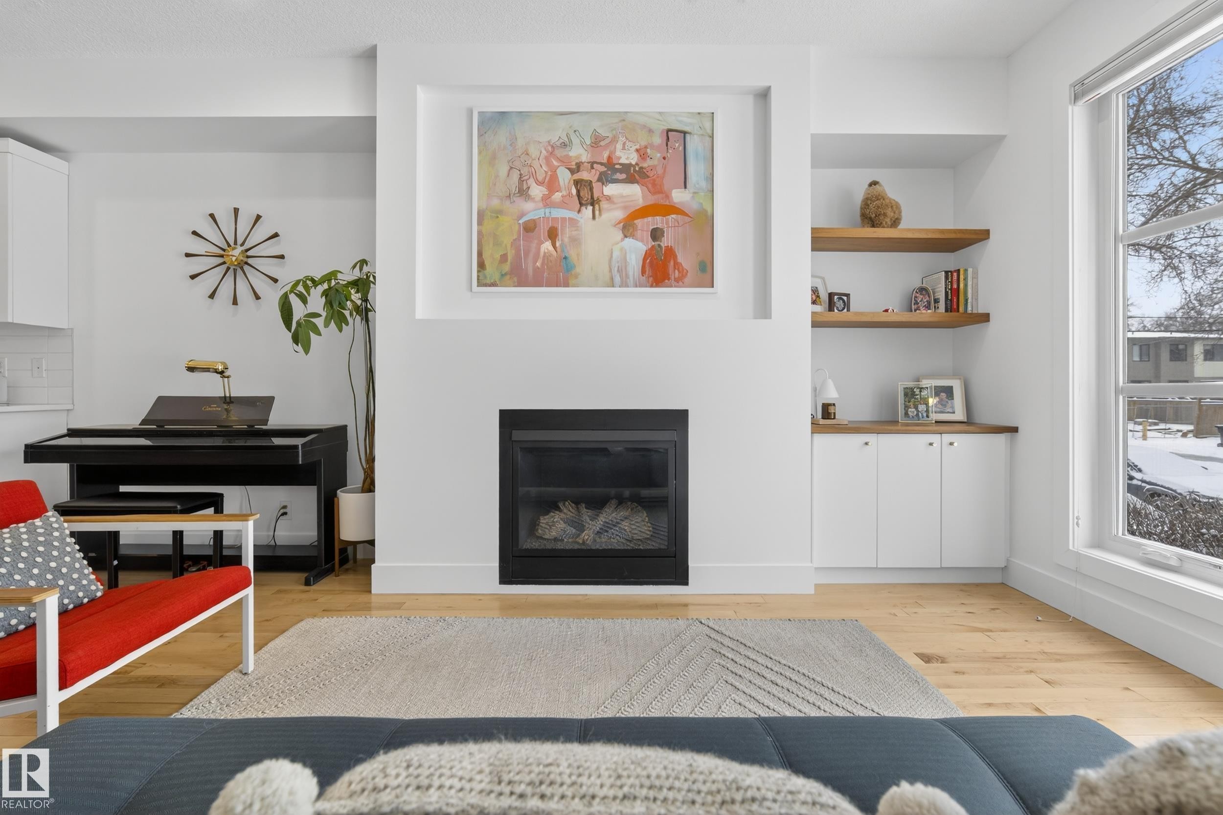 9012 92 Avenue, Edmonton, AB - Indoor Photo Showing Other Room With Fireplace
