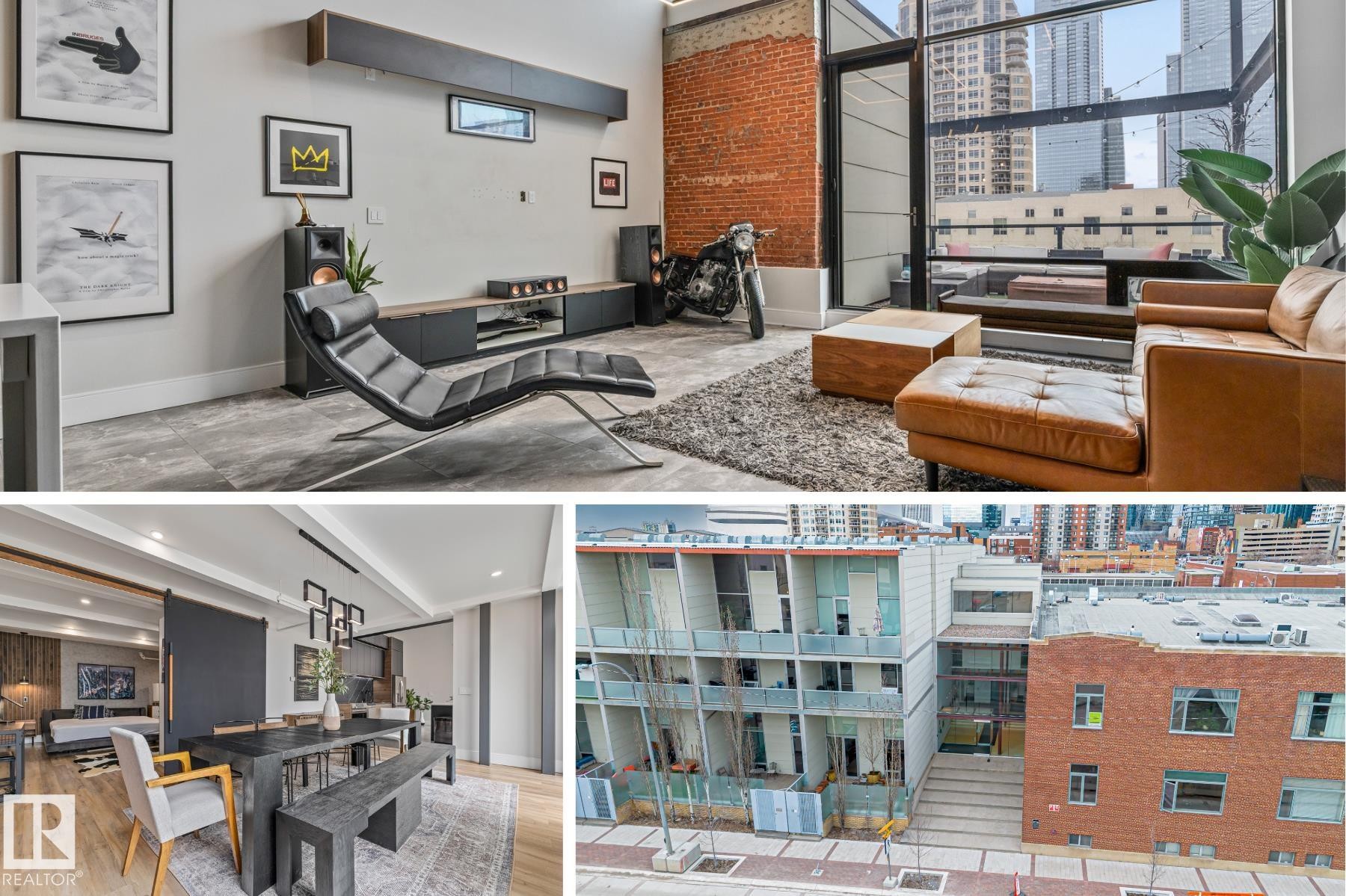 Property Listing. Illustrating various interior and exterior perspectives of the property - 314 10309 107 Street, Edmonton, AB -