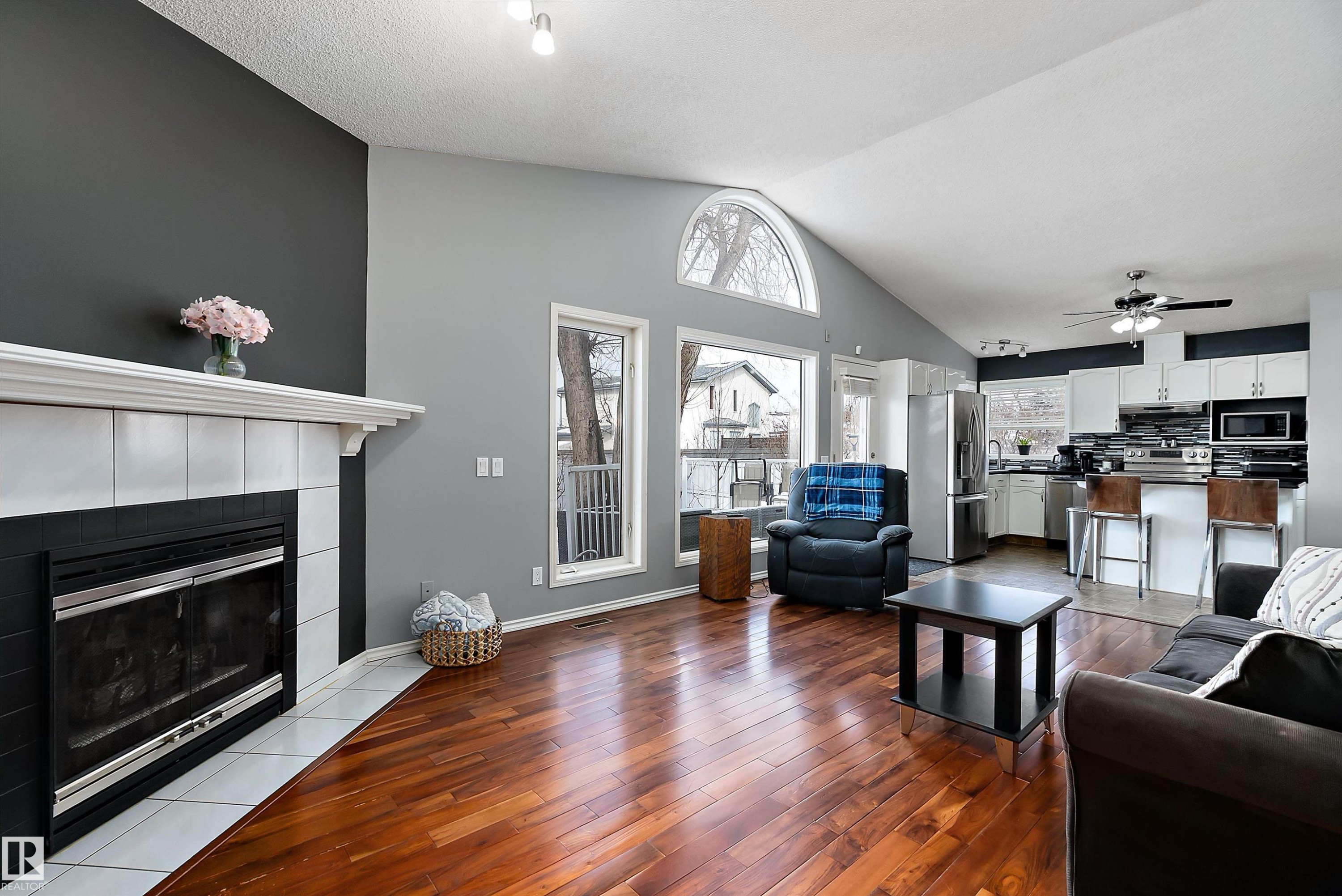 3706 131A Avenue, Edmonton, AB - Indoor Photo Showing Living Room With Fireplace