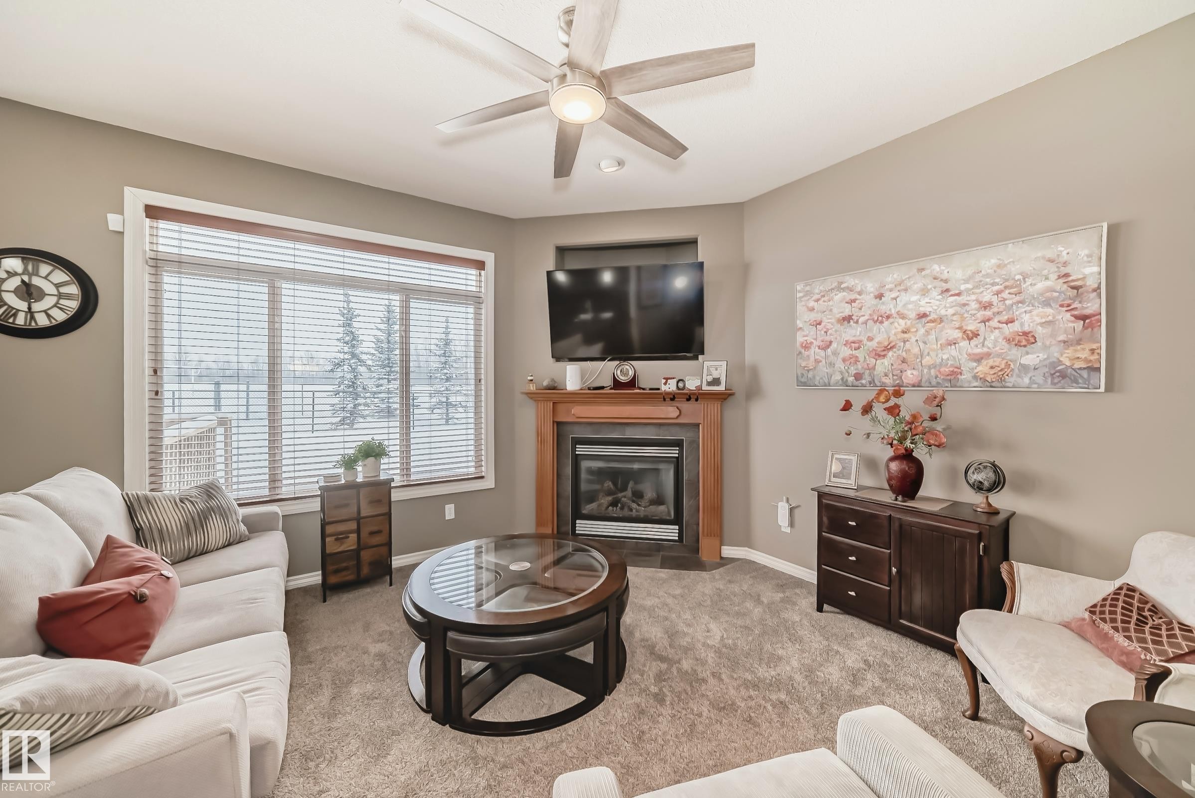 104 Westerra Boulevard, Stony Plain, AB - Indoor Photo Showing Living Room With Fireplace