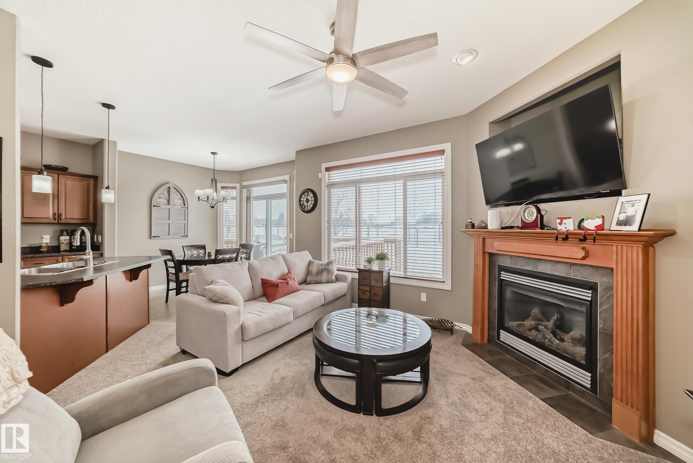104 Westerra Boulevard, Stony Plain, AB - Indoor Photo Showing Living Room With Fireplace