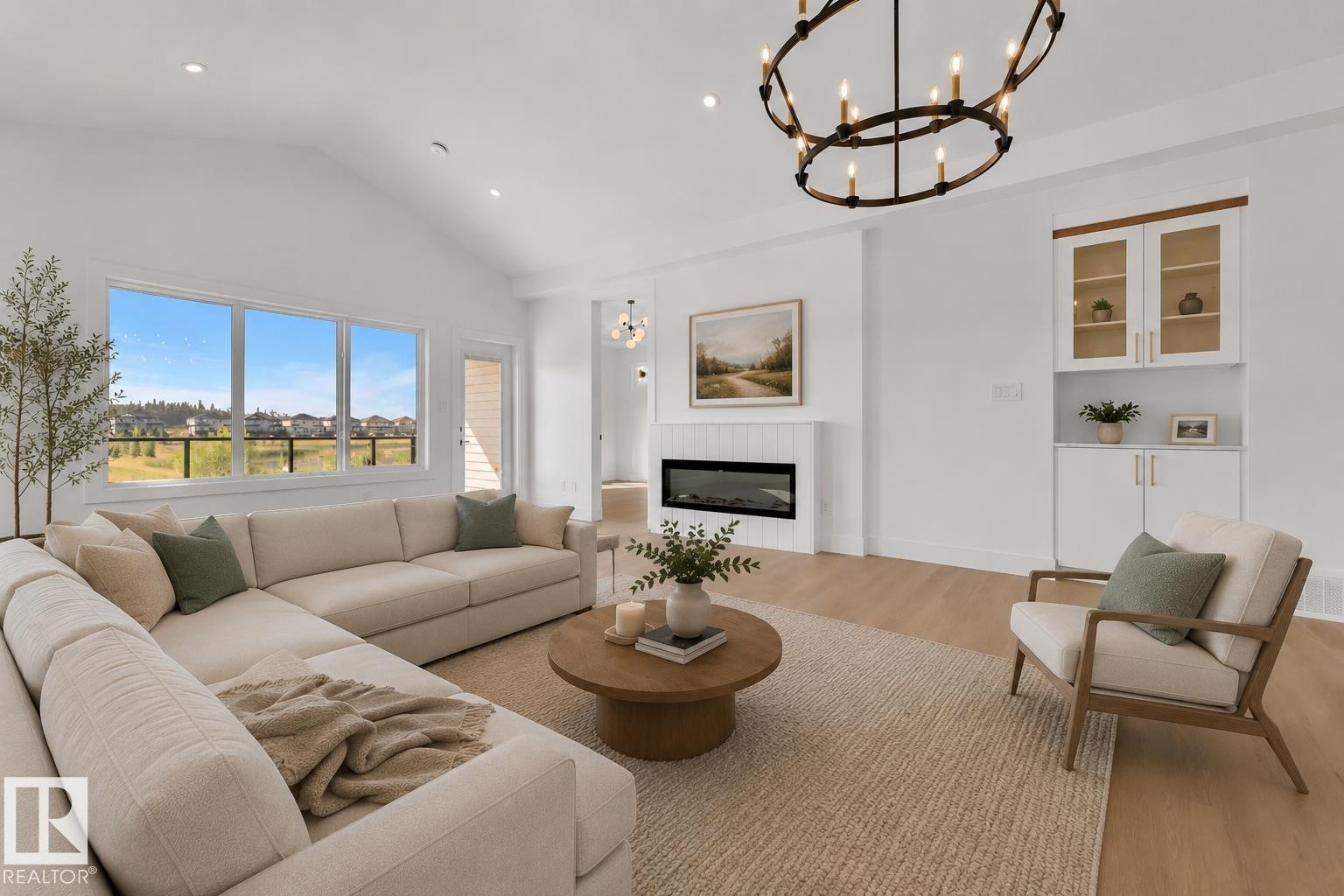 164 Caledon Crescent, Spruce Grove, AB - Indoor Photo Showing Living Room With Fireplace
