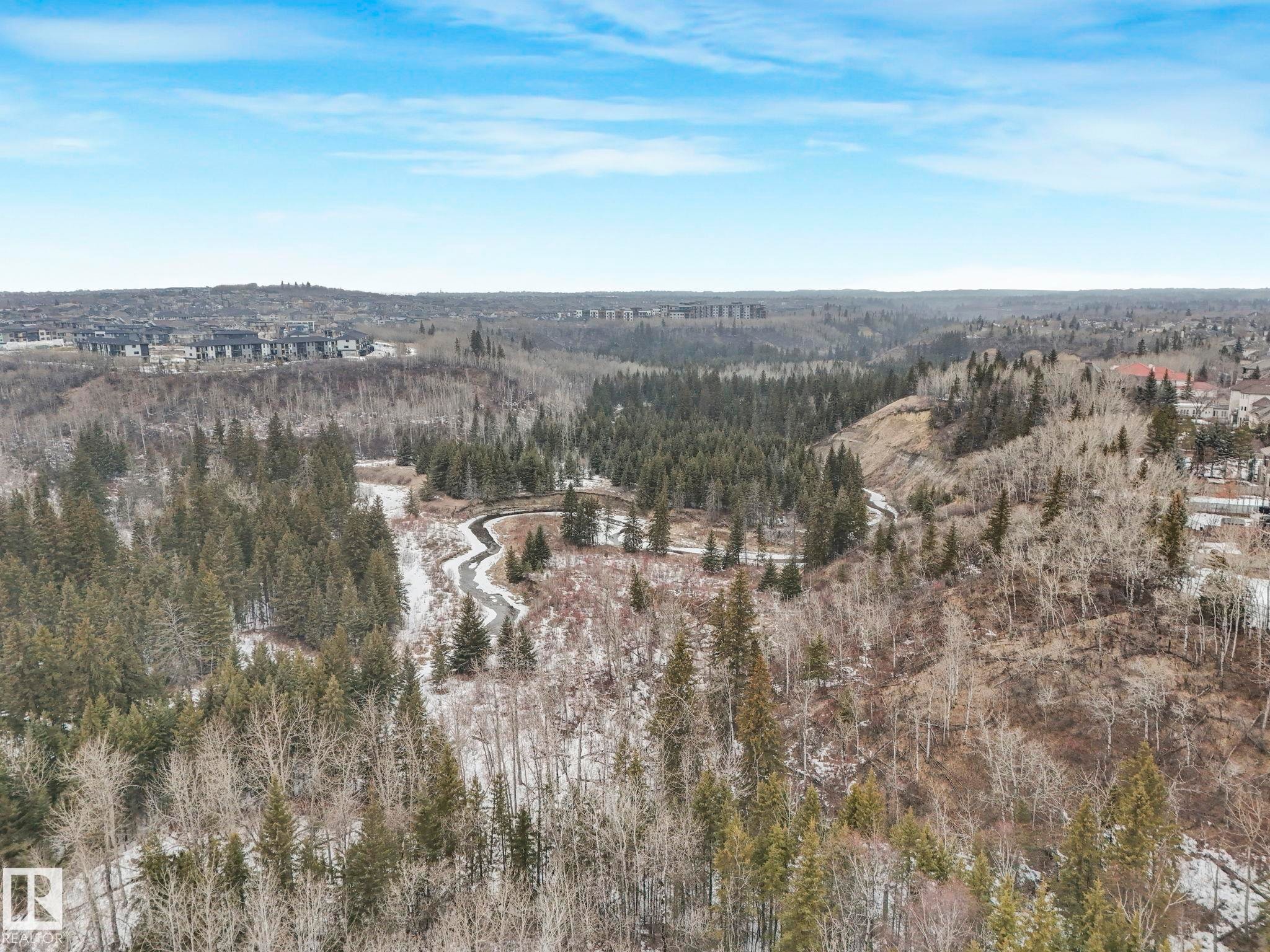 This property offers expansive views of a verdant landscape featuring a winding river and dense tree coverage - 11704 11 Avenue, Edmonton, AB - Outdoor With View