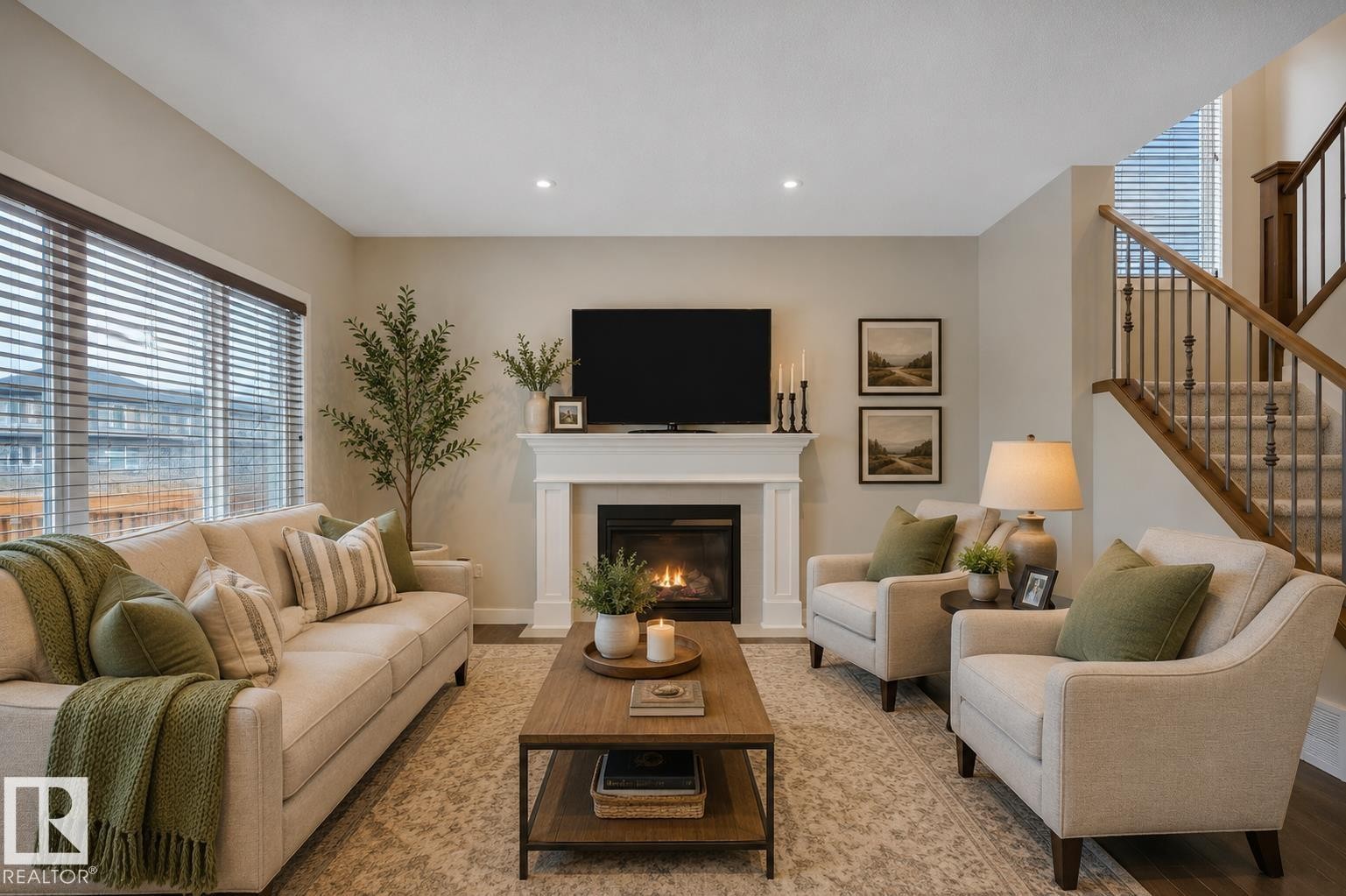 15807 18 Avenue, Edmonton, AB - Indoor Photo Showing Living Room With Fireplace