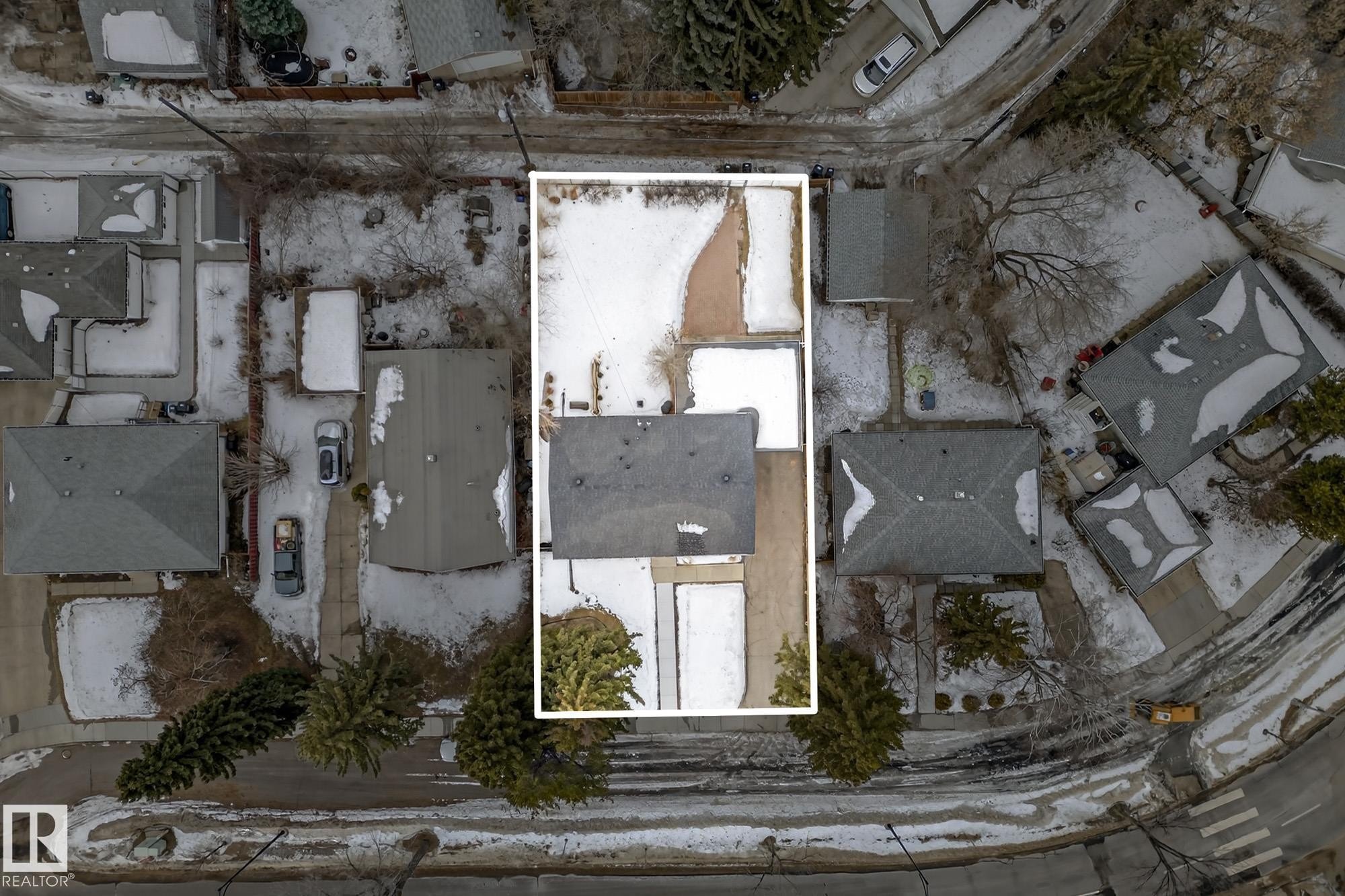 Snowy aerial view with a residential view - 8604 142 Street, Edmonton, AB - Other
