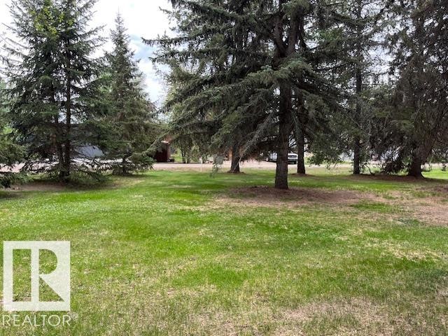 Expansive green lawn with numerous mature evergreen trees - 1040 &1040 A&B Mitchell Beach Beach, Rural Leduc County, AB
