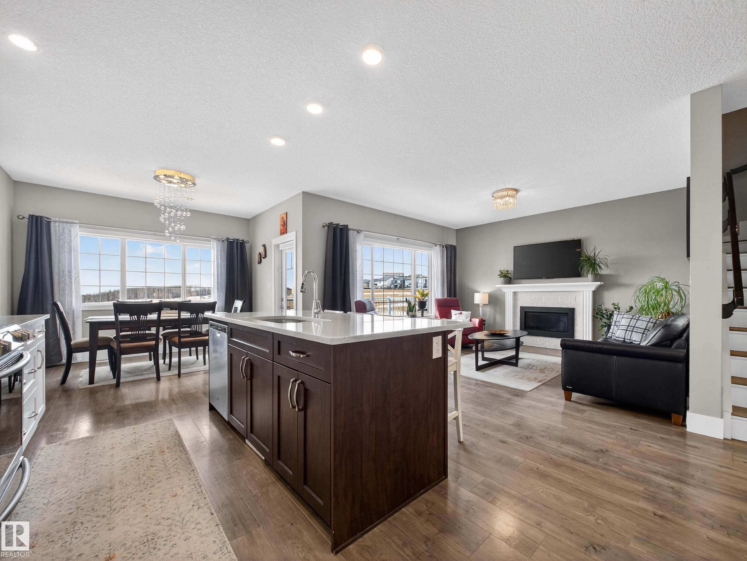 1047 Coopers Hawk Link Link, Edmonton, AB - Indoor With Fireplace