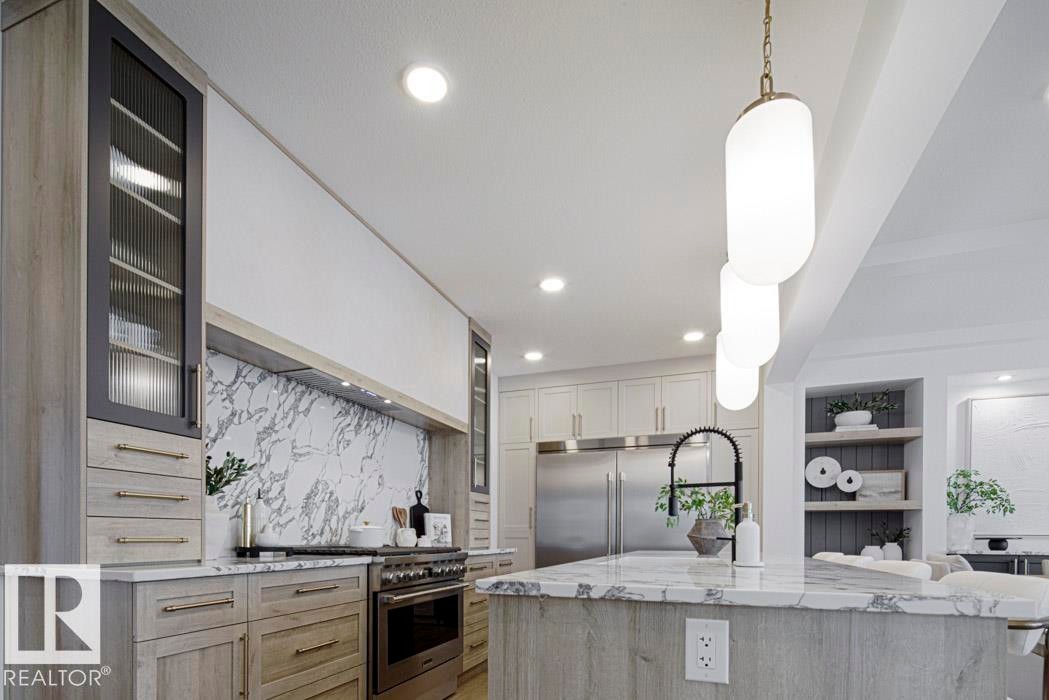 4551 Warbler Loop, Edmonton, AB - Indoor Photo Showing Kitchen With Upgraded Kitchen