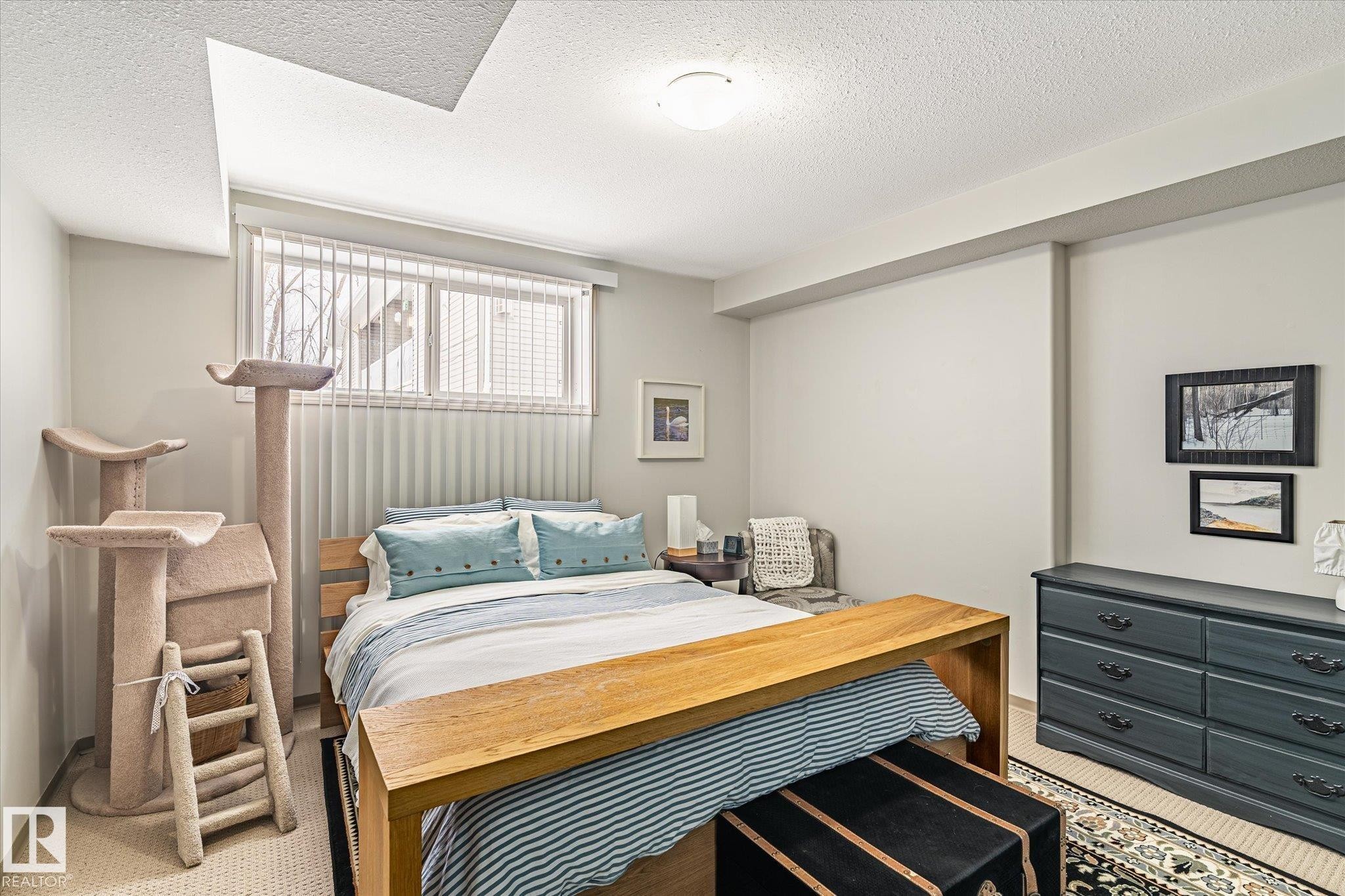 This room features a window with blinds, light-colored walls, and a ceiling light fixture - 5 4902B 43 Street, Legal, AB