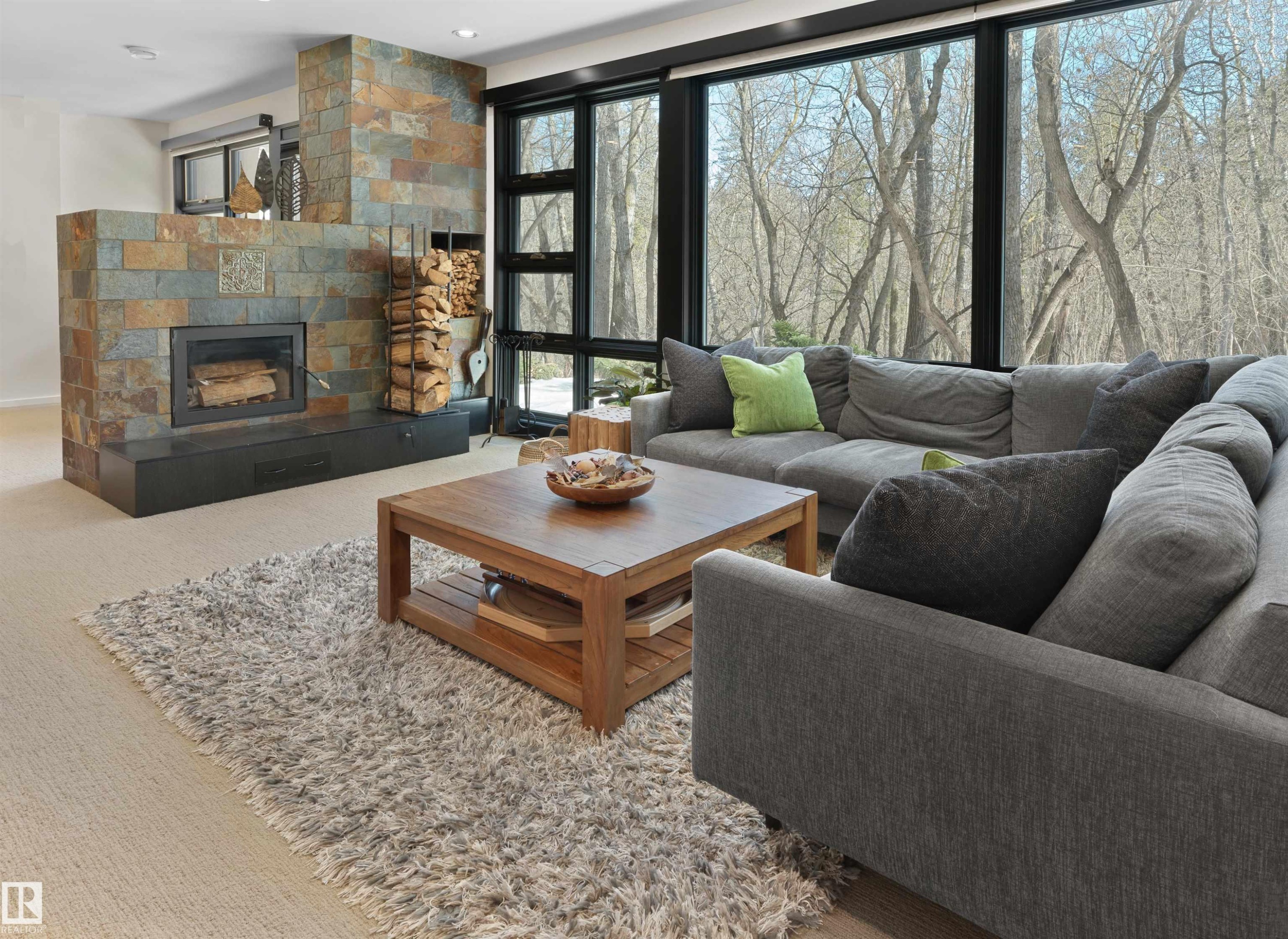 9651 87 Avenue, Edmonton, AB - Indoor Photo Showing Living Room With Fireplace
