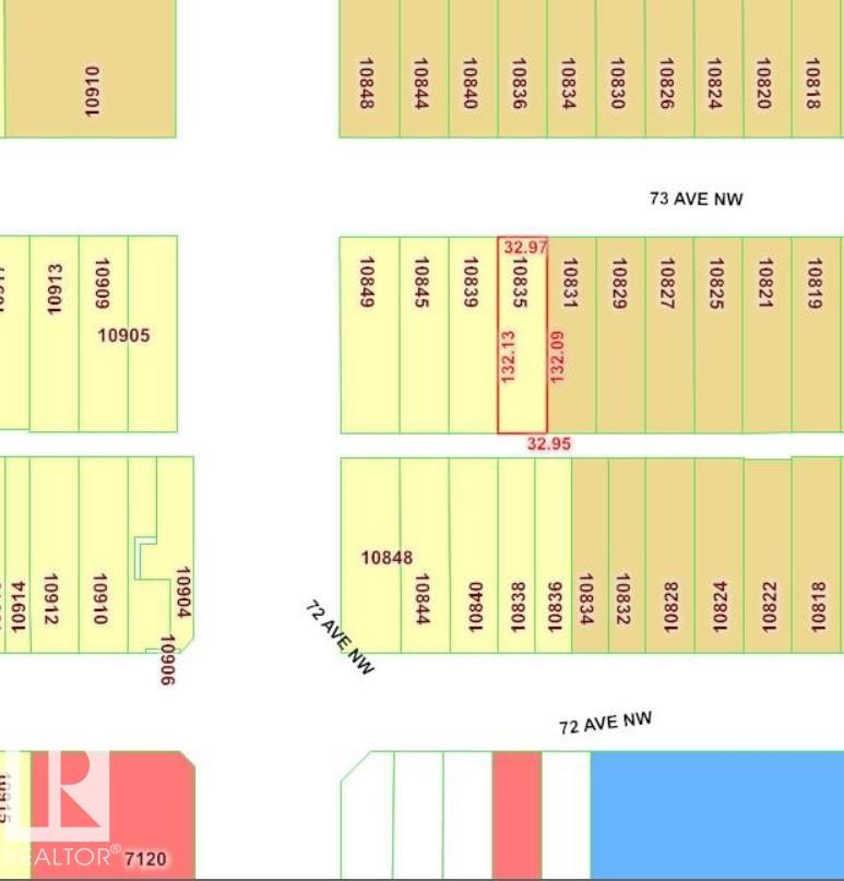 Plat Map. Illustrating lot boundaries and dimensions within a defined area - 10835 73 Avenue, Edmonton, AB - Other