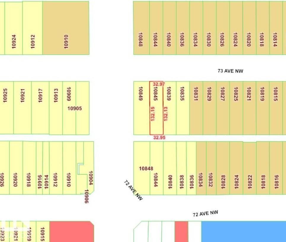 Plat Map. Illustrating property boundaries and dimensions for the property - 10845 73 Avenue, Edmonton, AB - Other