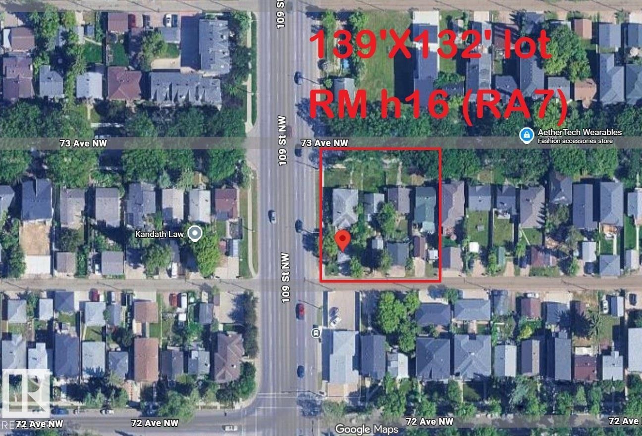 Aerial View. Illustrating the property's location and dimensions within the urban grid - 10849 73 Avenue, Edmonton, AB - Other