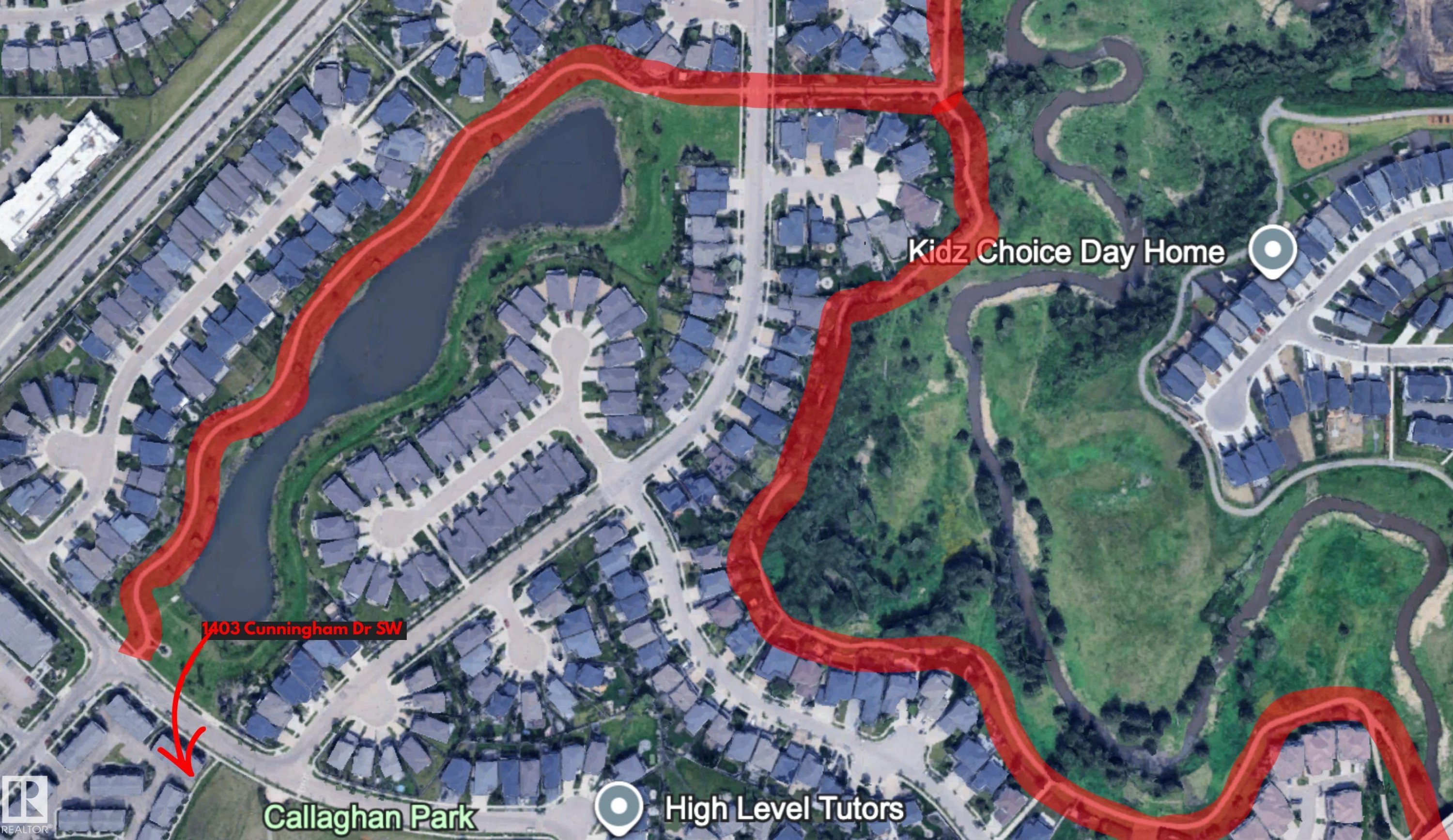 Real Estate Map. Illustrating the property's location and surrounding geographical features - 1403 Cunningham Drive, Edmonton, AB -