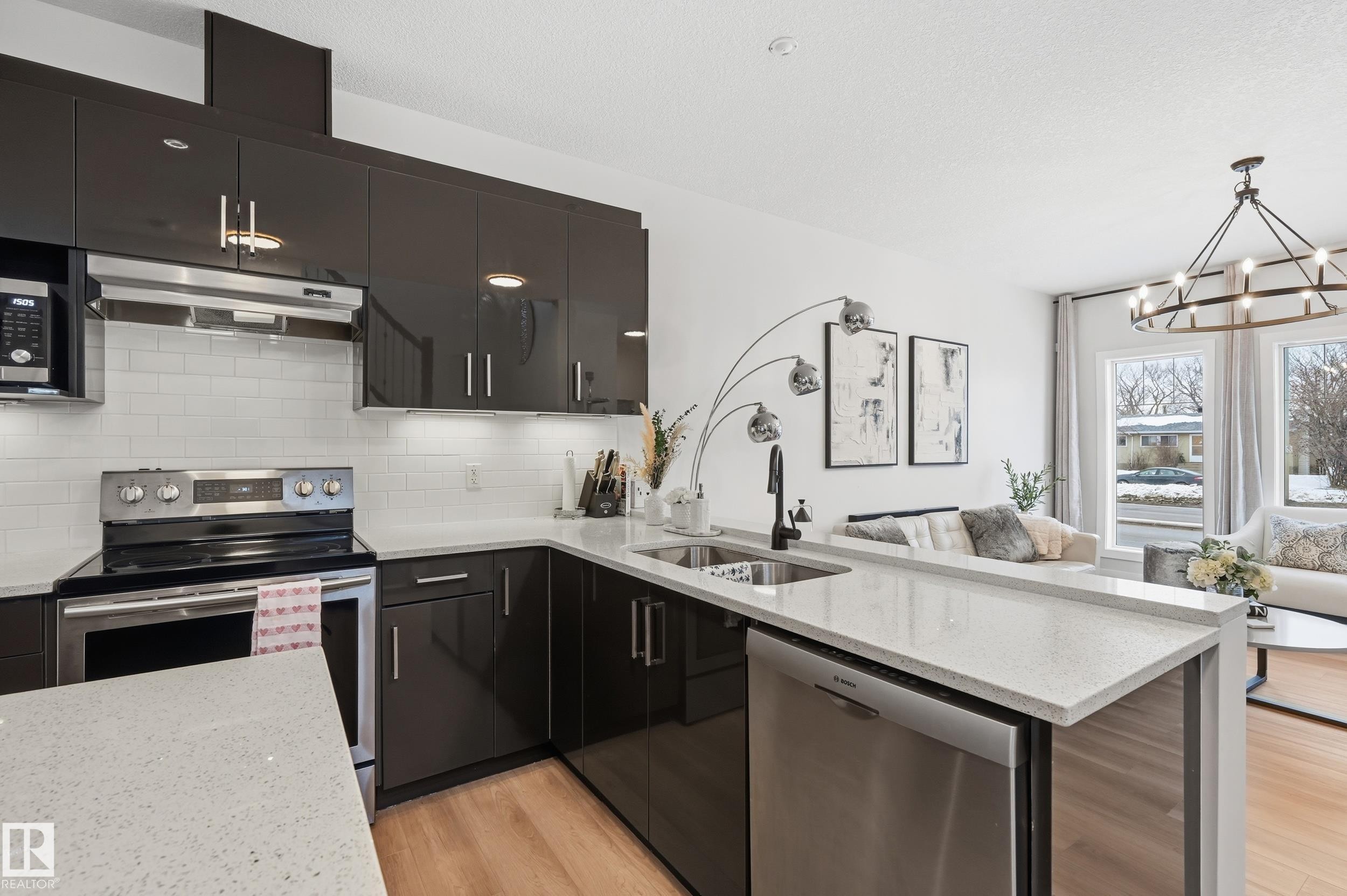 10736 149 Street, Edmonton, AB - Indoor Photo Showing Kitchen With Stainless Steel Kitchen With Double Sink With Upgraded Kitchen