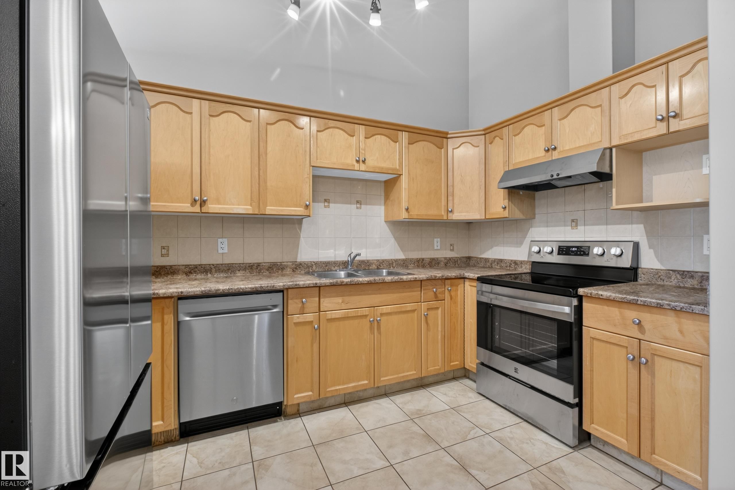 9808 162 Street, Edmonton, AB - Indoor Photo Showing Kitchen With Double Sink