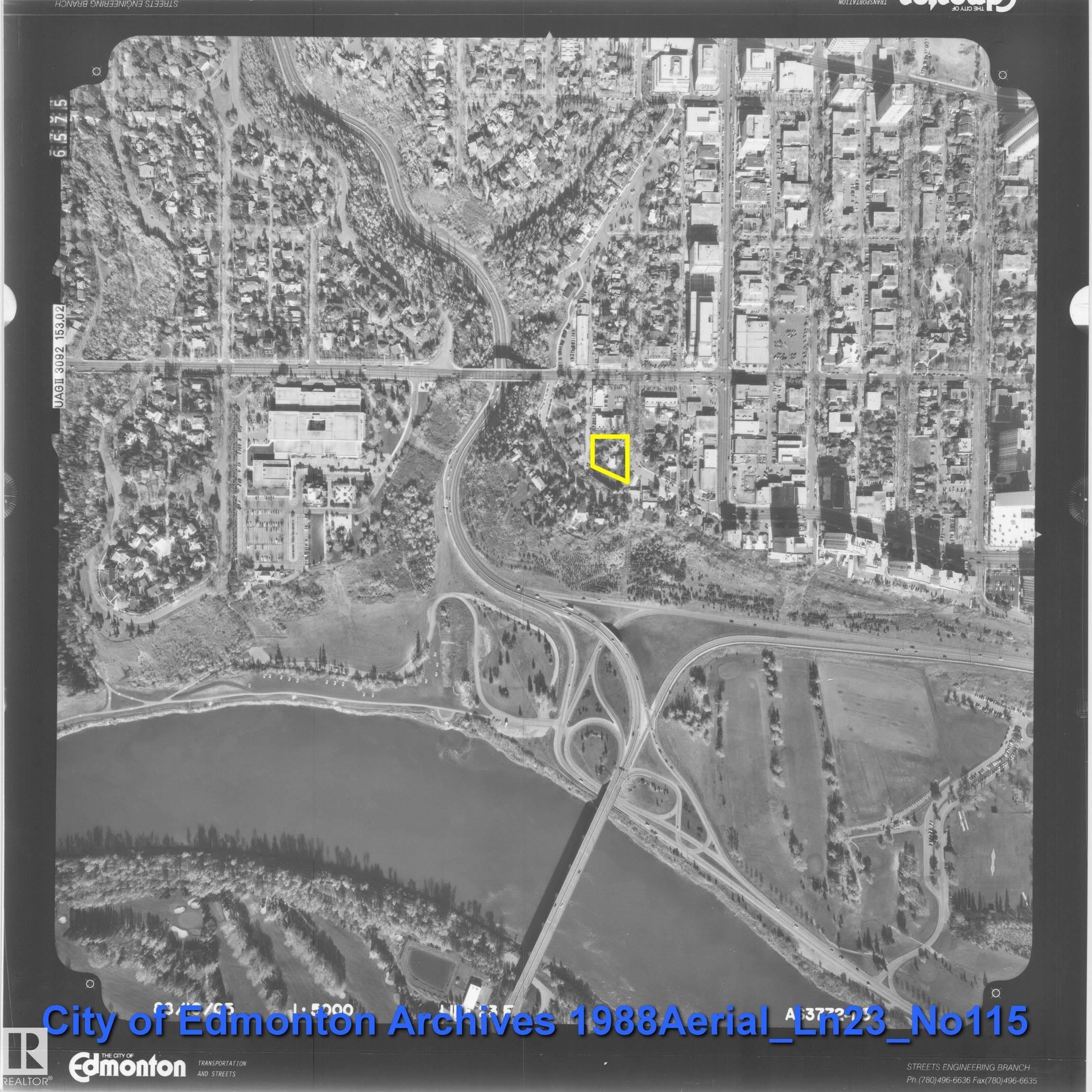 Aerial Photograph. An aerial view of the property and surrounding area from 1988 - 206 10108 125 Street, Edmonton, AB - Other