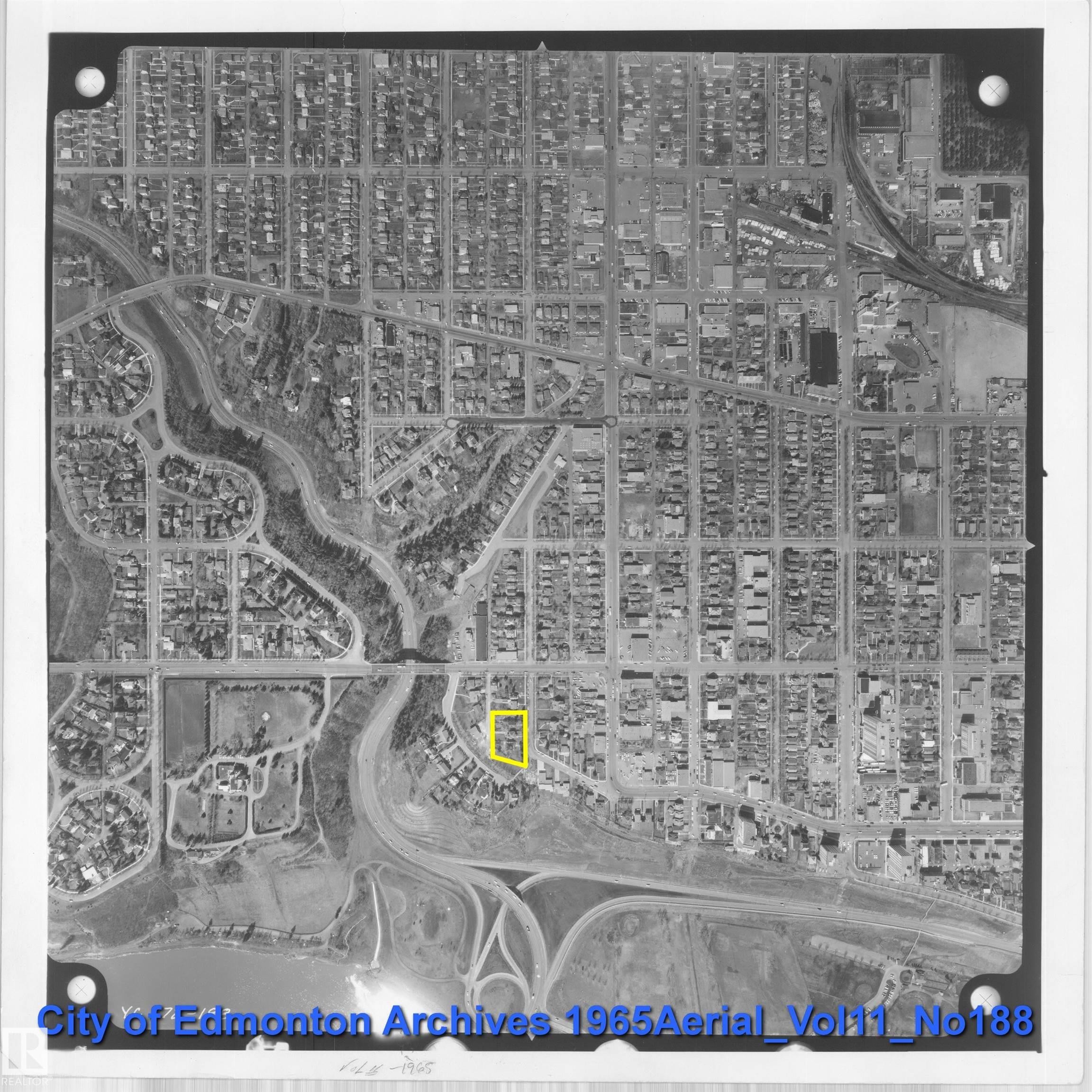 Aerial Photograph. Displaying an urban area with a highlighted property - 206 10108 125 Street, Edmonton, AB - Other