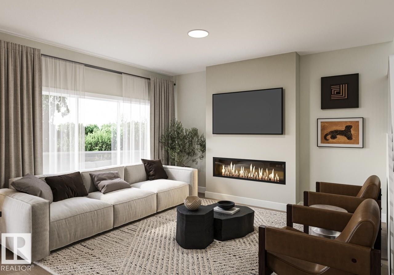 262 Falcon Crescent, Leduc, AB - Indoor Photo Showing Living Room With Fireplace