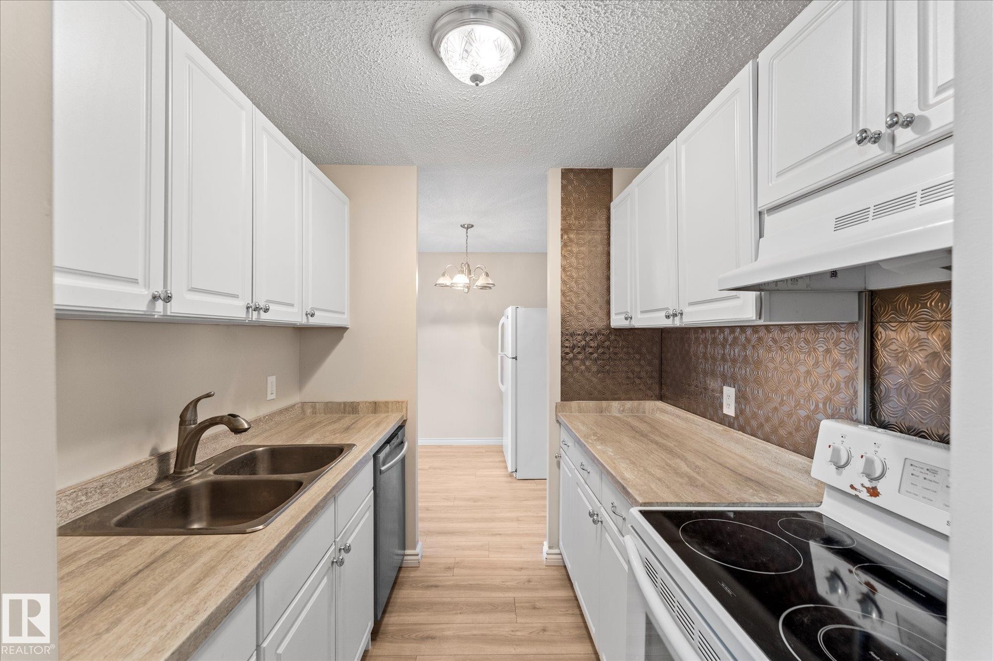102 13910 Stony Plain Road, Edmonton, AB - Indoor Photo Showing Kitchen With Double Sink