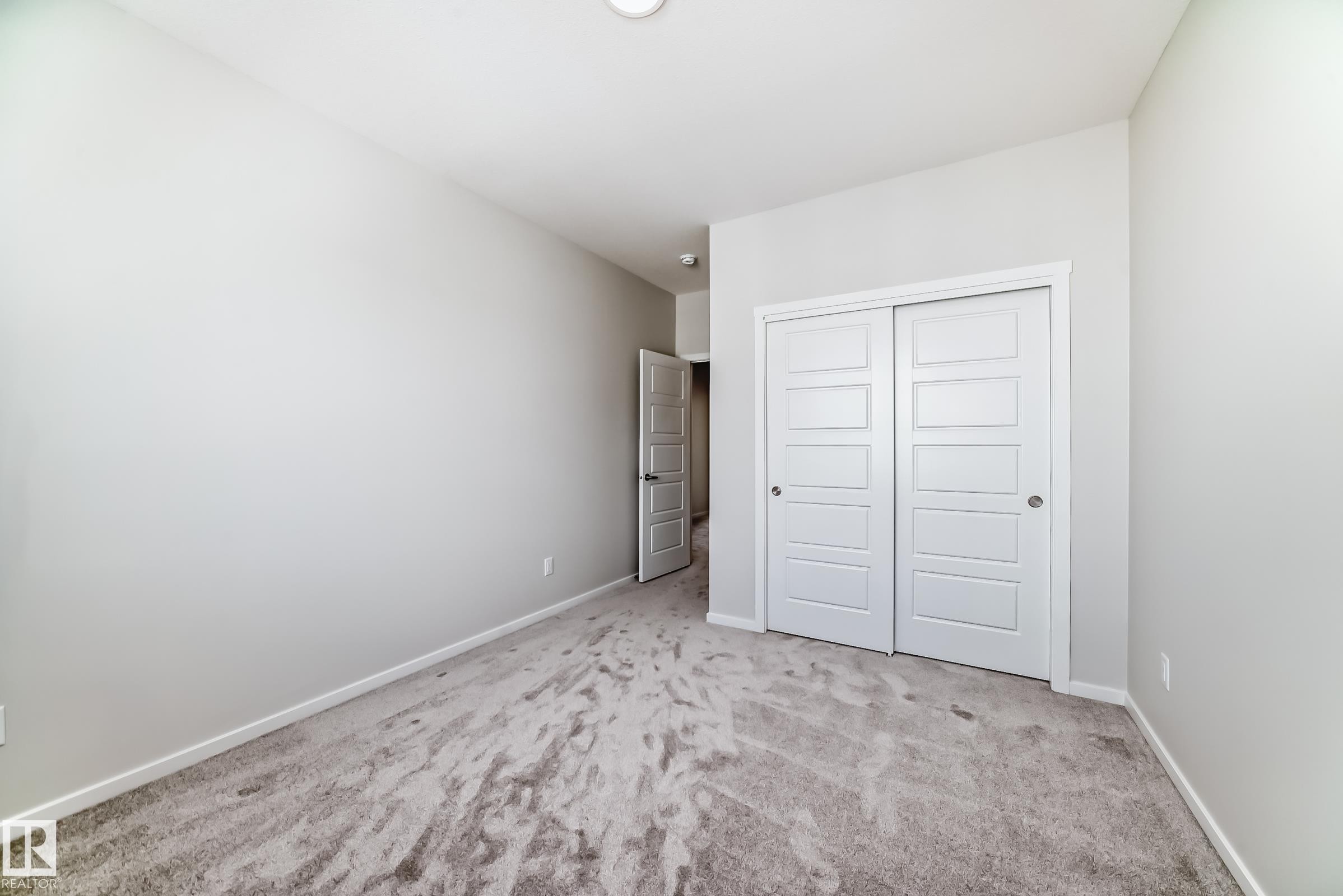 The room features light gray walls, a textured gray carpet, and white baseboards - 1516 206 Street Nw, Edmonton, AB - Indoor Photo Showing Other Room