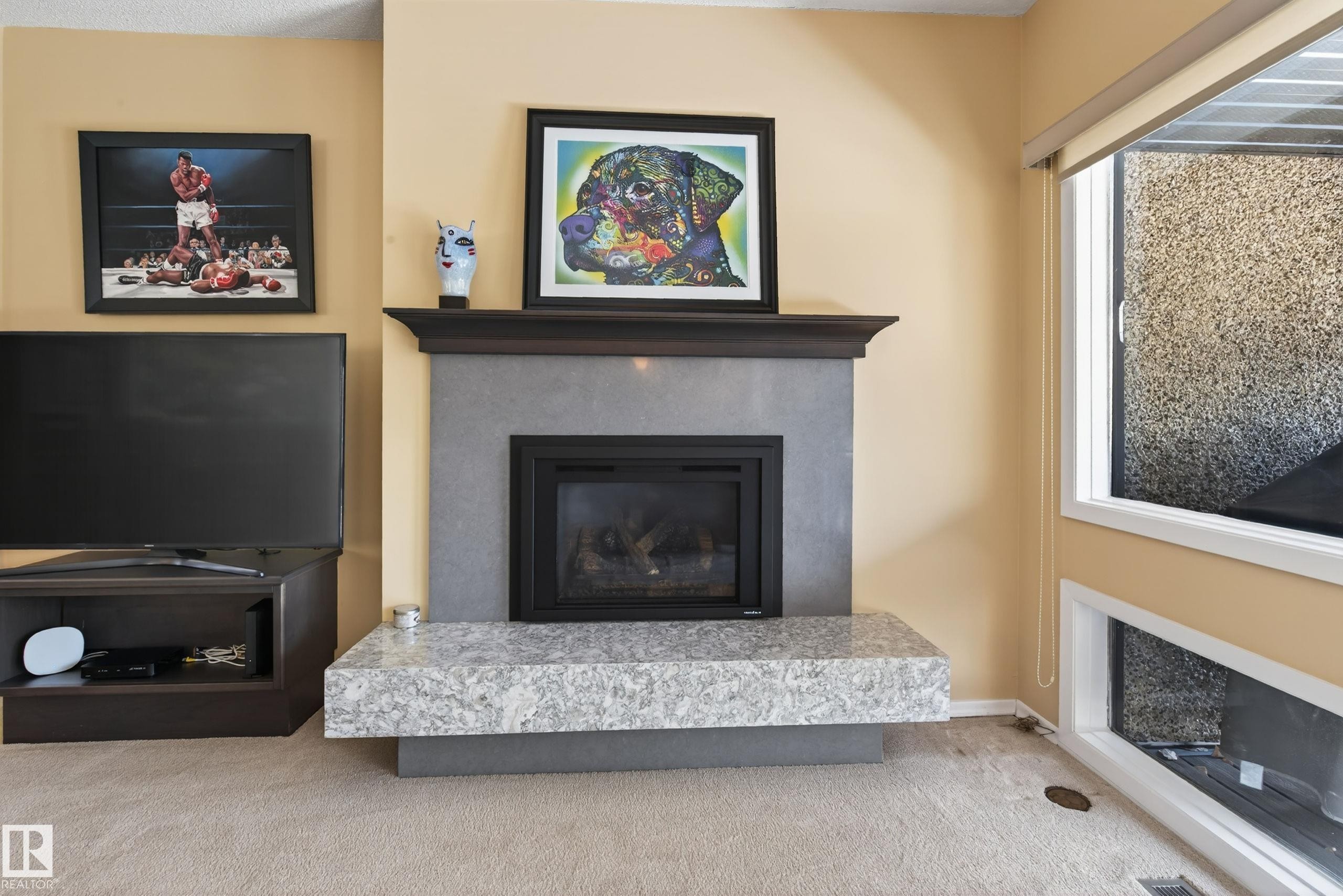 76 Willow Way, Edmonton, AB - Indoor Photo Showing Living Room With Fireplace
