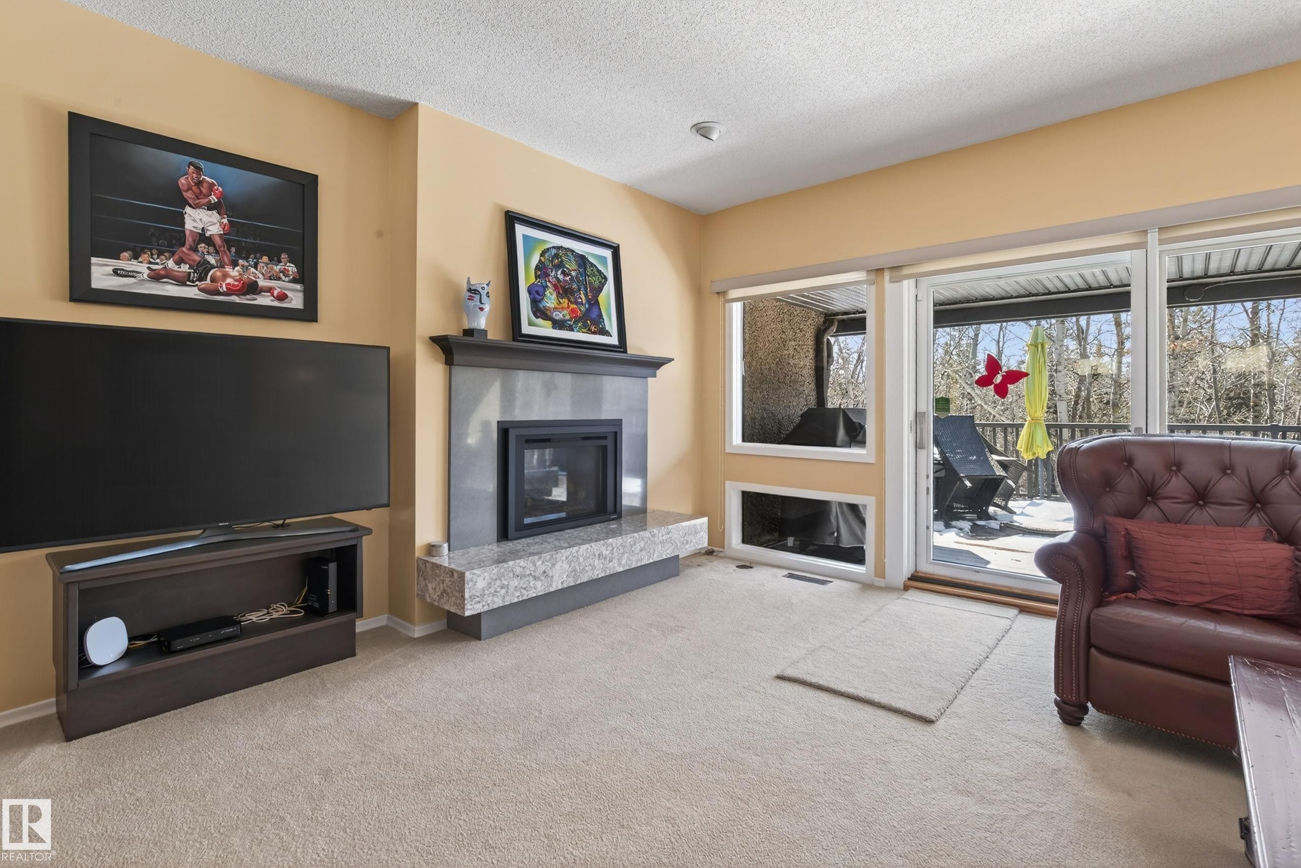 76 Willow Way, Edmonton, AB - Indoor Photo Showing Living Room With Fireplace