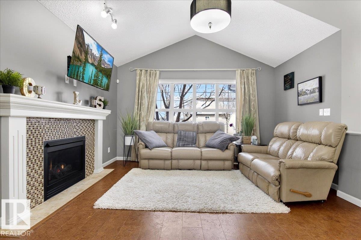 6072 Stanton Drive, Edmonton, AB - Indoor Photo Showing Living Room With Fireplace