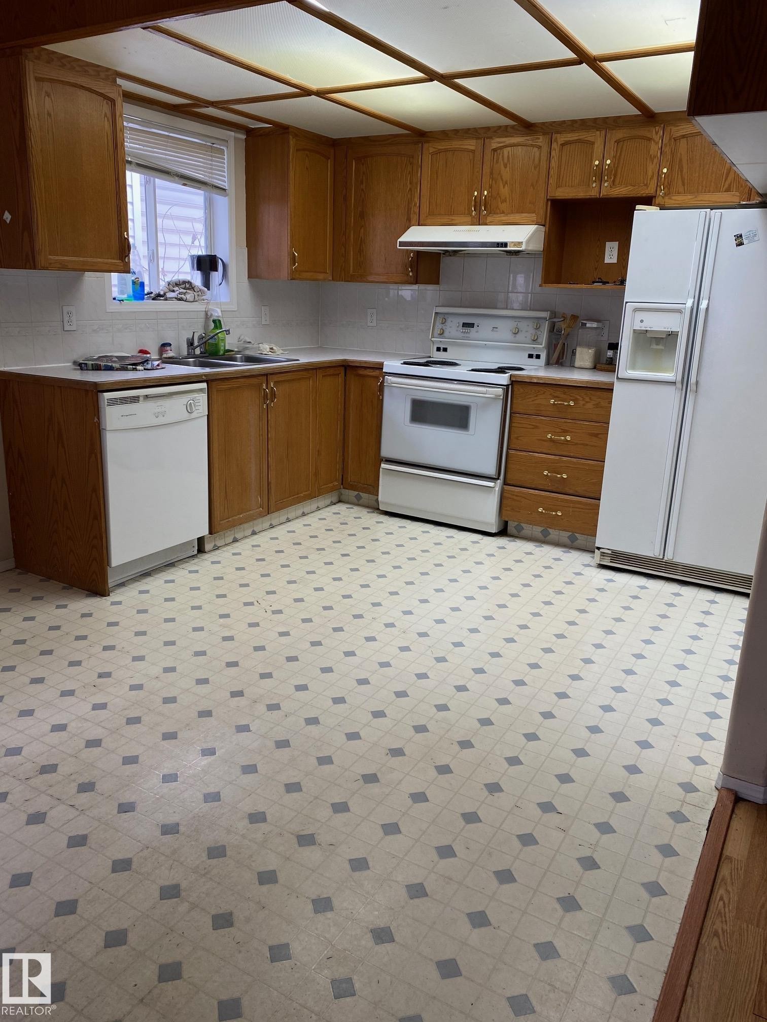 12005 95A Street, Edmonton, AB - Indoor Photo Showing Kitchen With Double Sink