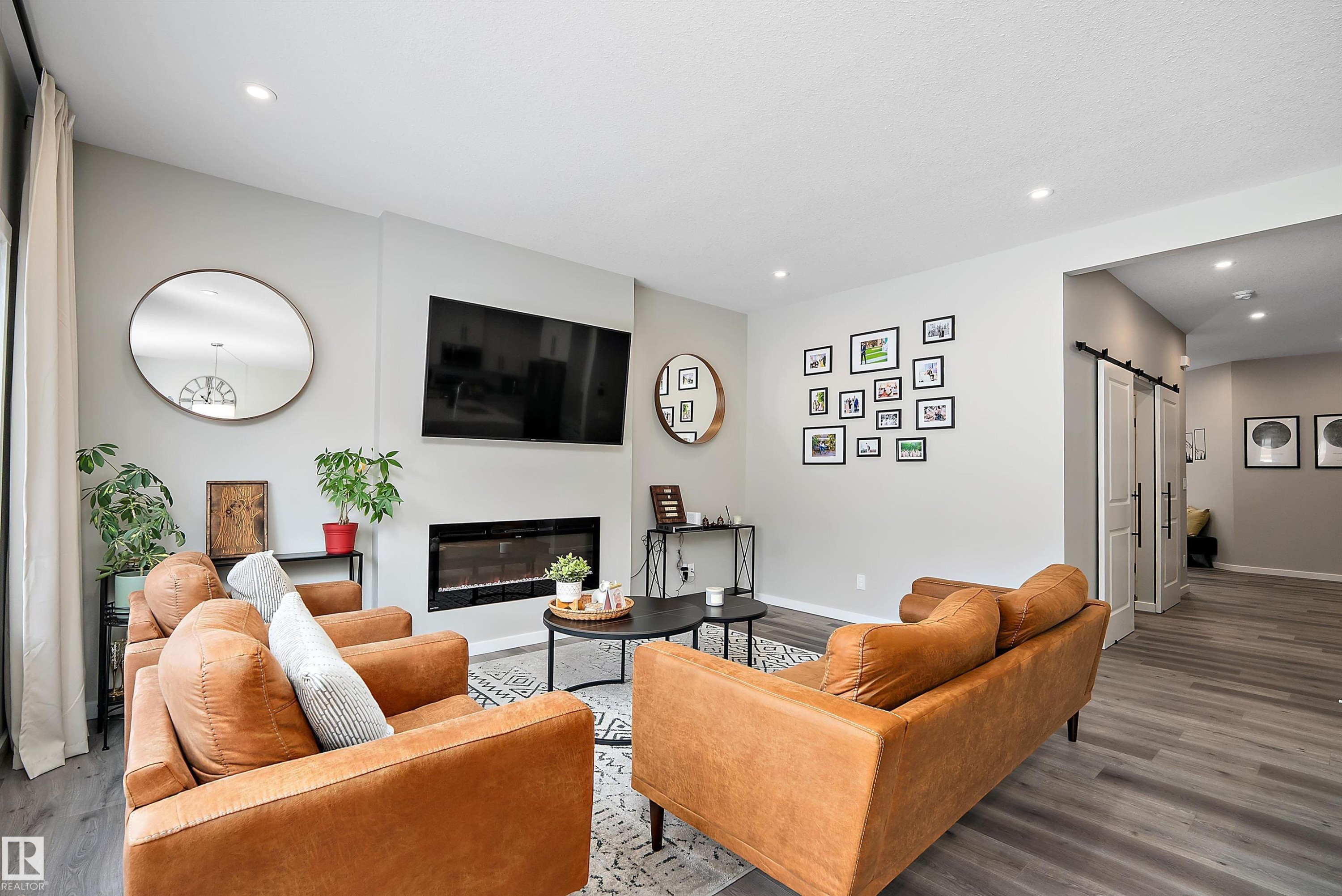 46 Chelles Wynd, St. Albert, AB - Indoor Photo Showing Living Room With Fireplace