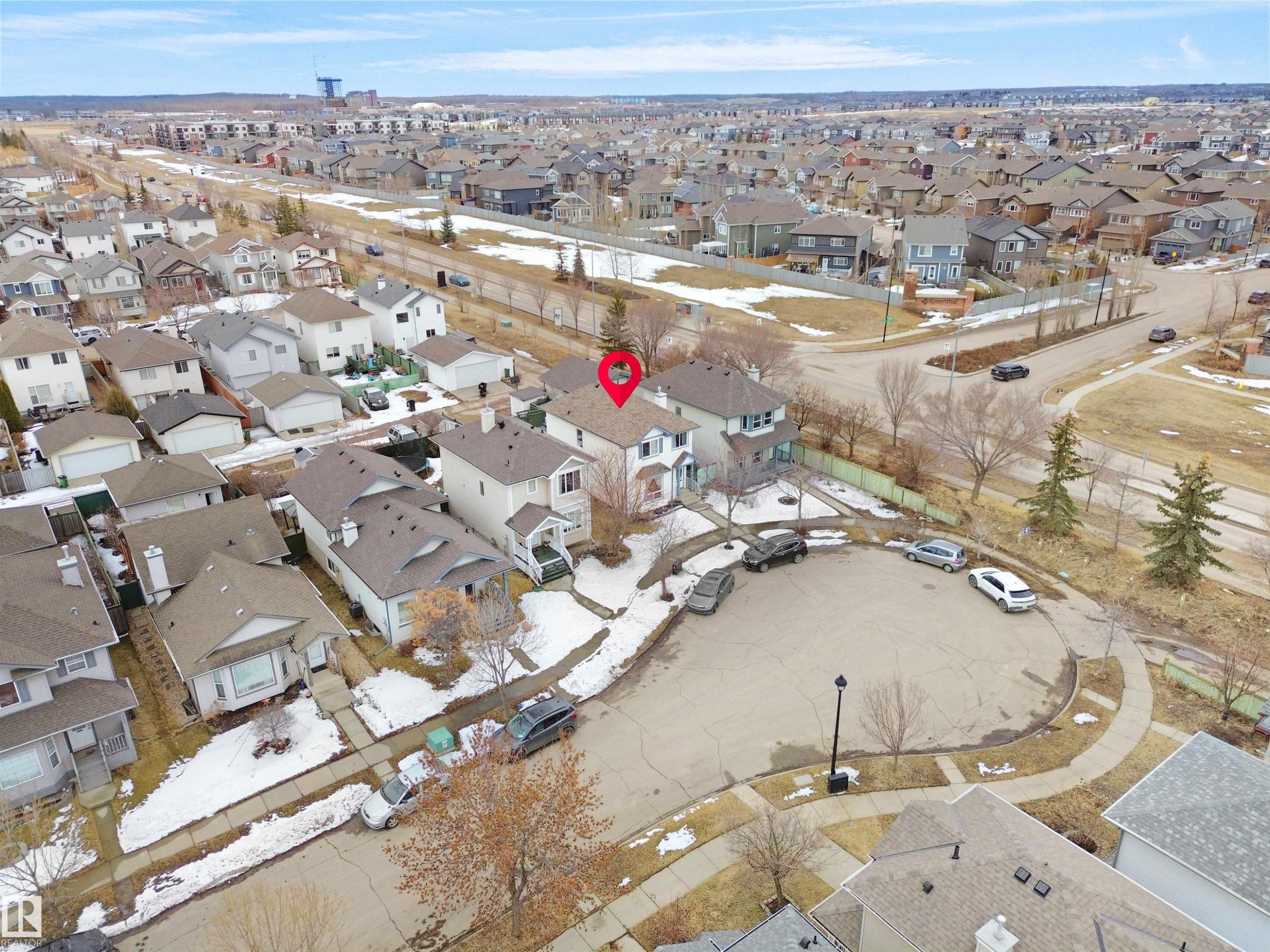 Two-story residential property featuring a light-colored exterior and a brown shingled roof - 21379 89 Avenue Nw, Edmonton, AB - Outdoor With View