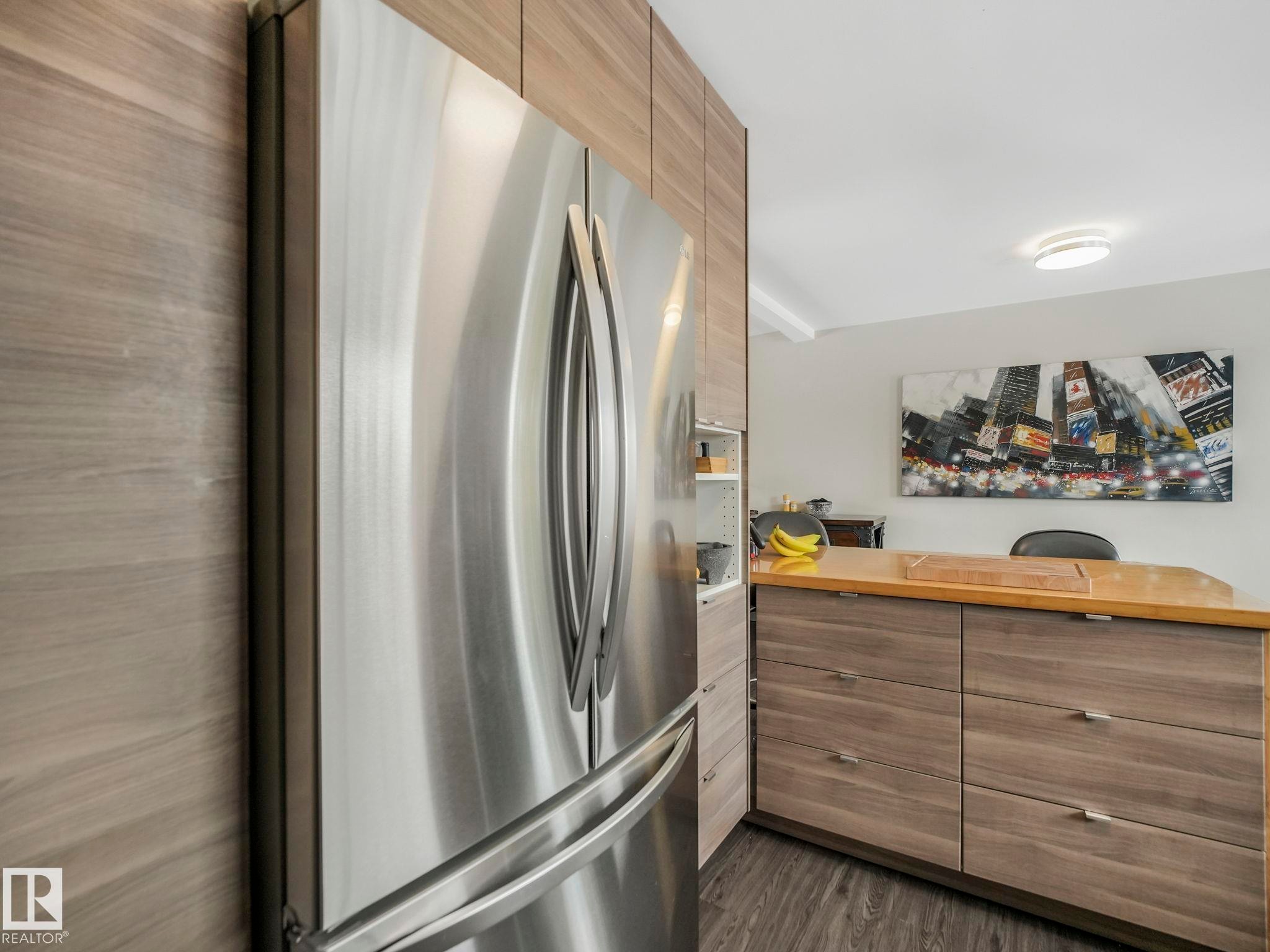 Stainless steel refrigerator with bottom drawer freezer - 7607 70 Avenue, Edmonton, AB - Indoor