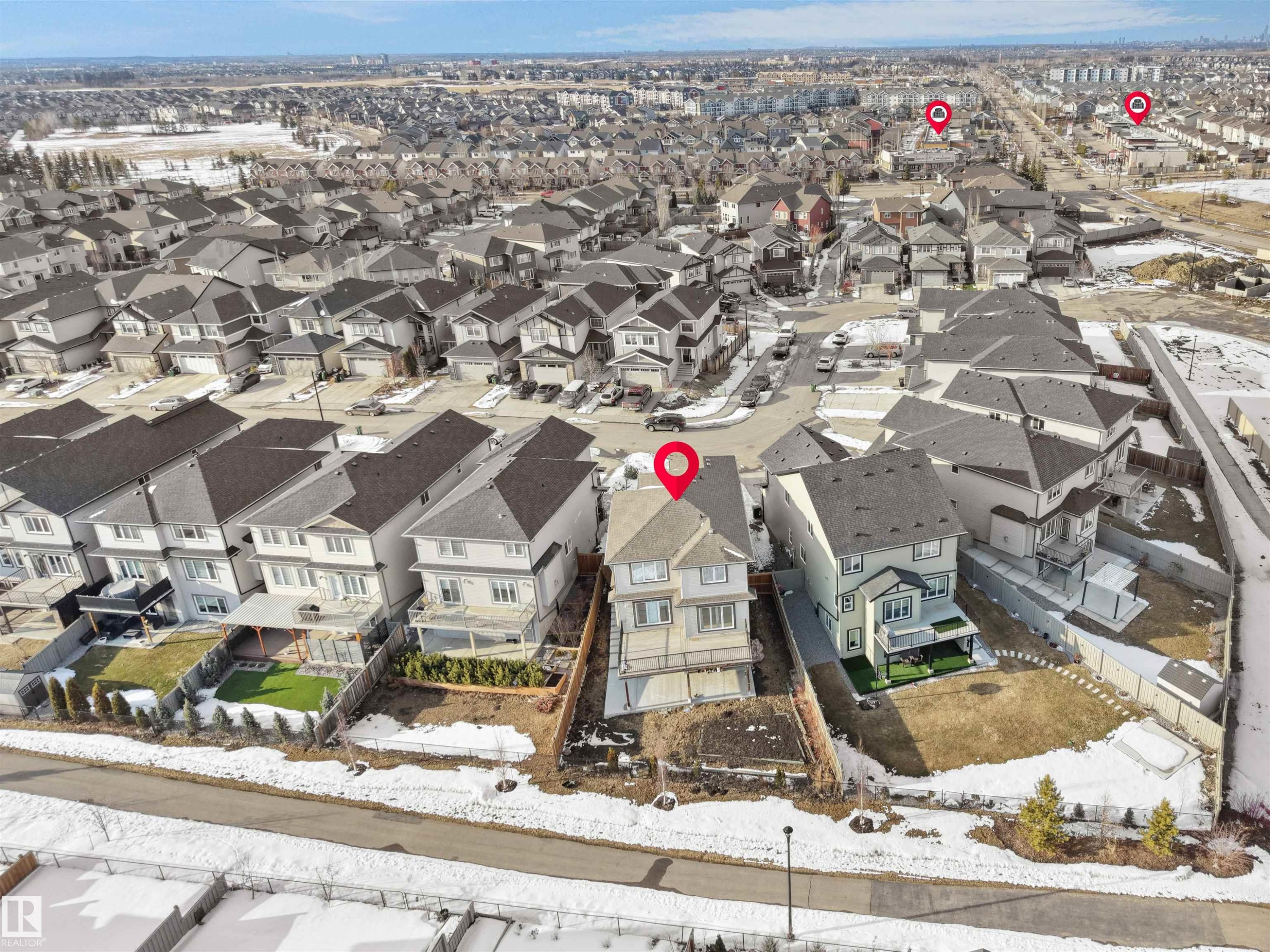 Aerial view showcasing the property within a residential neighborhood - 4231 Charles Close, Edmonton, AB - Outdoor With View