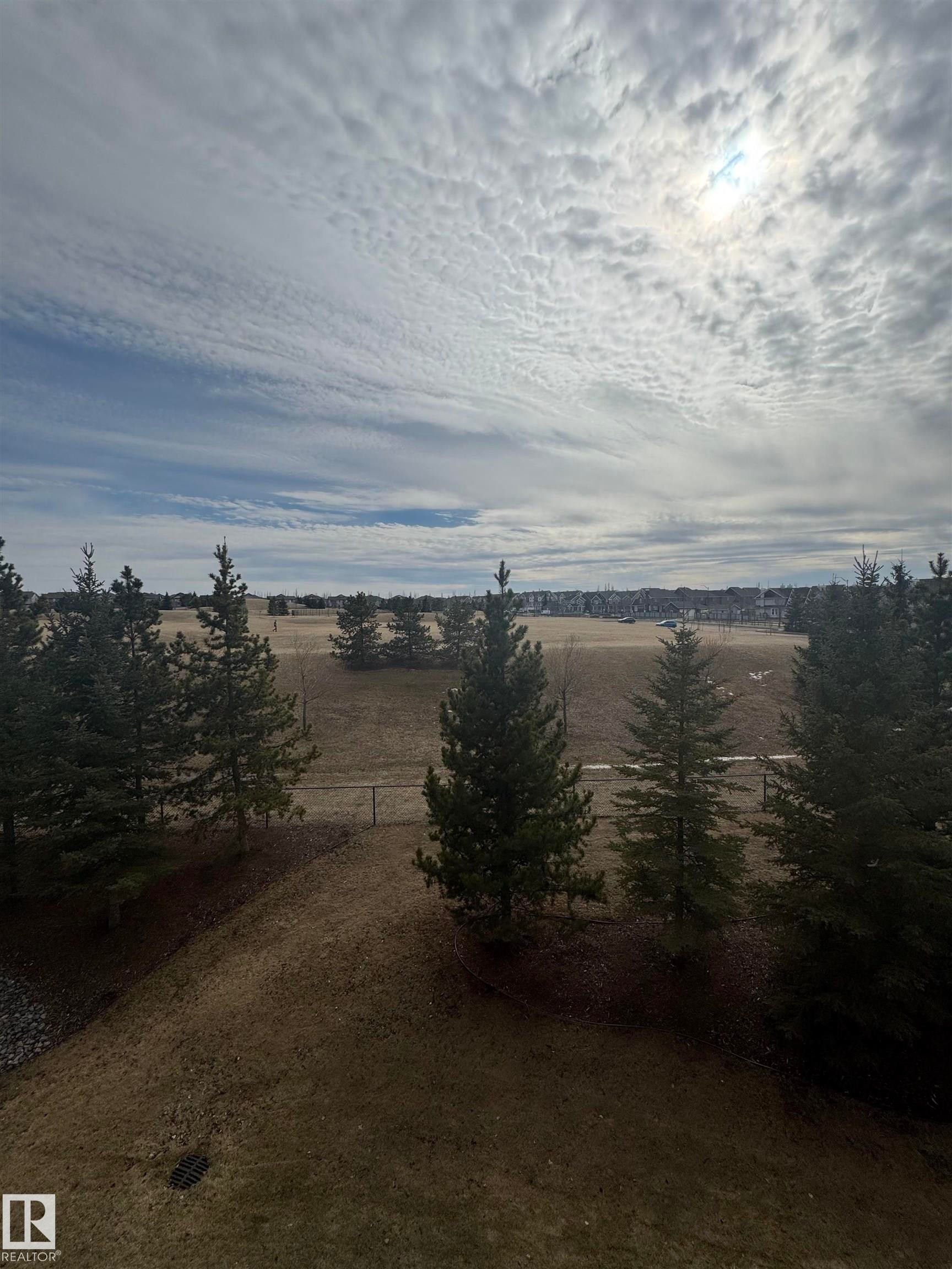 Expansive open field bordered by mature evergreen trees - 307 6084 Stanton Drive, Edmonton, AB - Outdoor With View