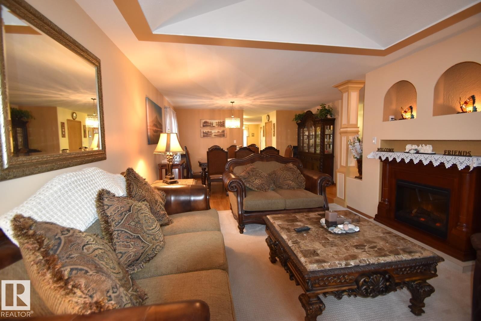5204 1 Avenue E, Boyle, AB - Indoor Photo Showing Living Room With Fireplace