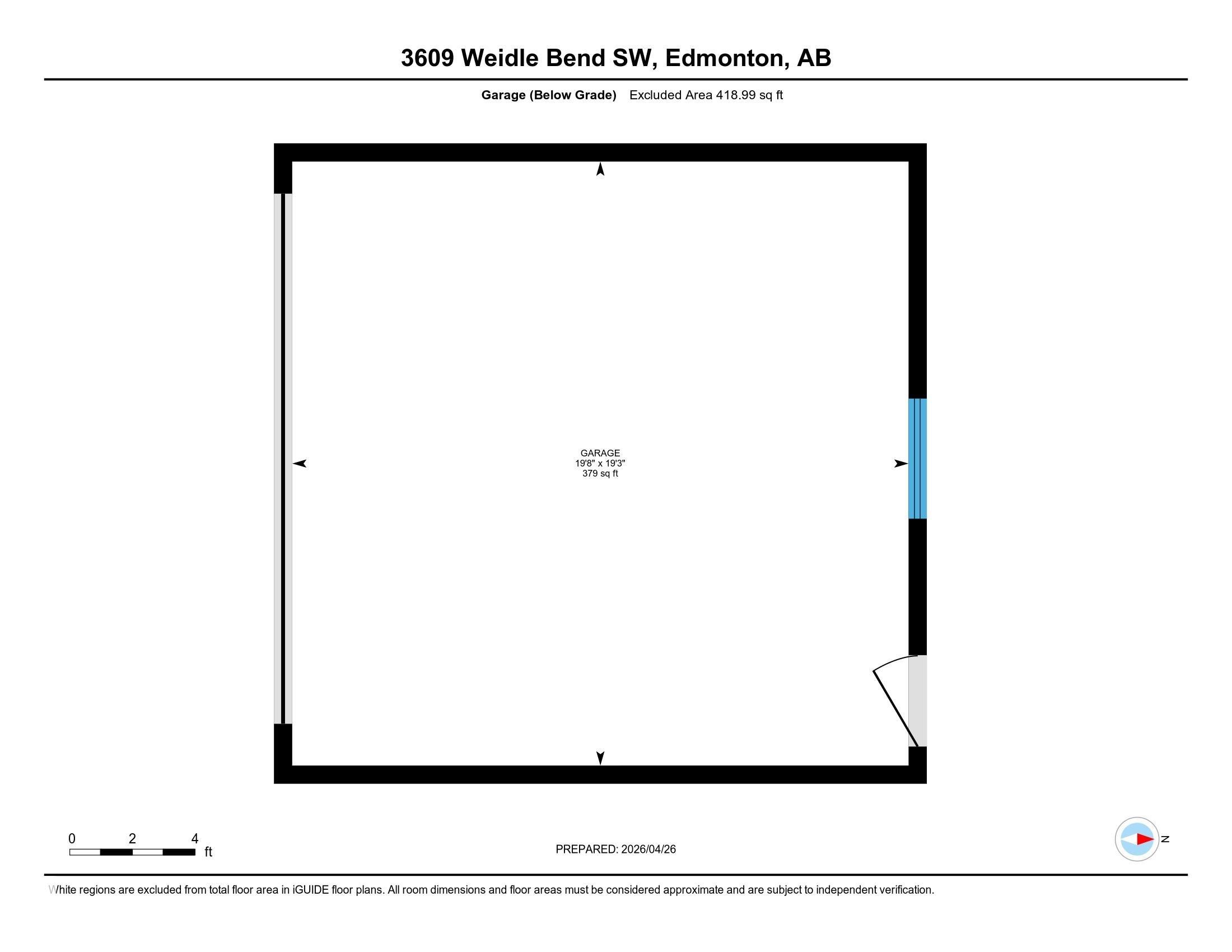 Detached Garage dimensions - 3609 Weidle Bend, Edmonton, AB - Other