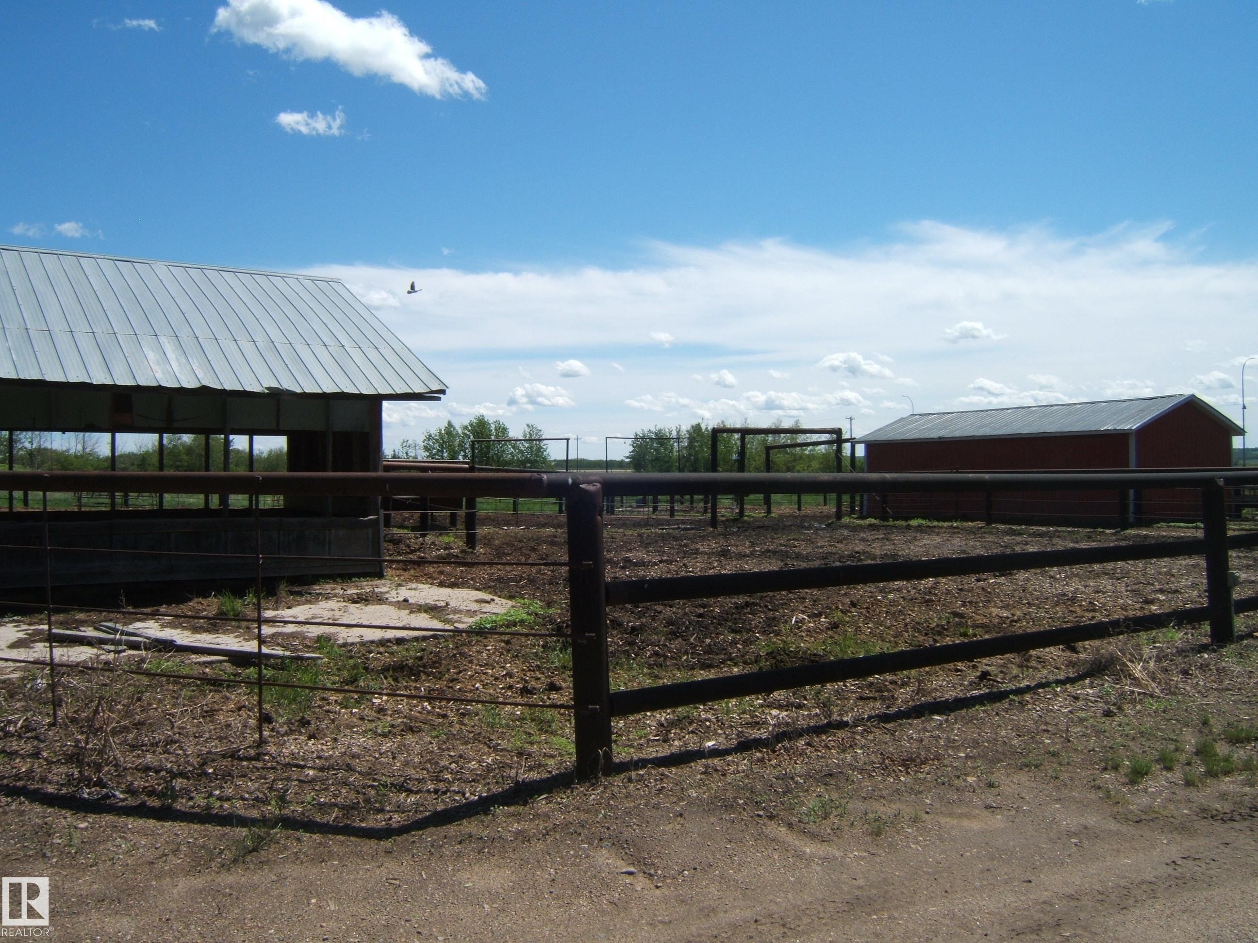 Extensive fenced pen areas with two outbuildings - 123064 Hwy 45, Rural Two Hills County, AB