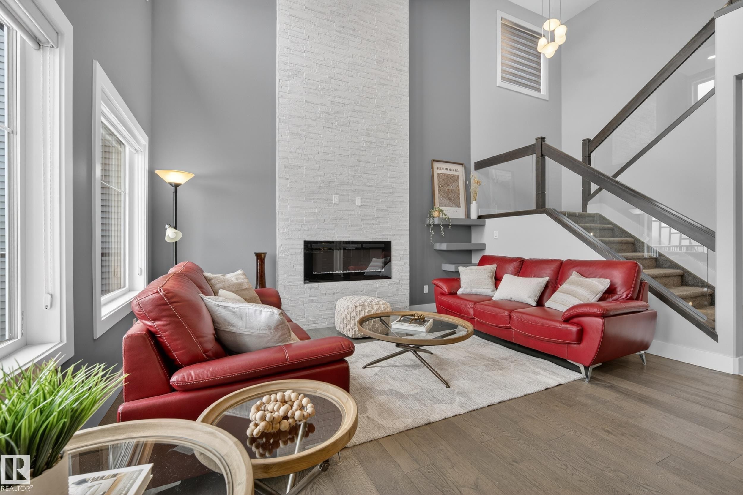 1468 Enright Landing, Edmonton, AB - Indoor Photo Showing Living Room With Fireplace