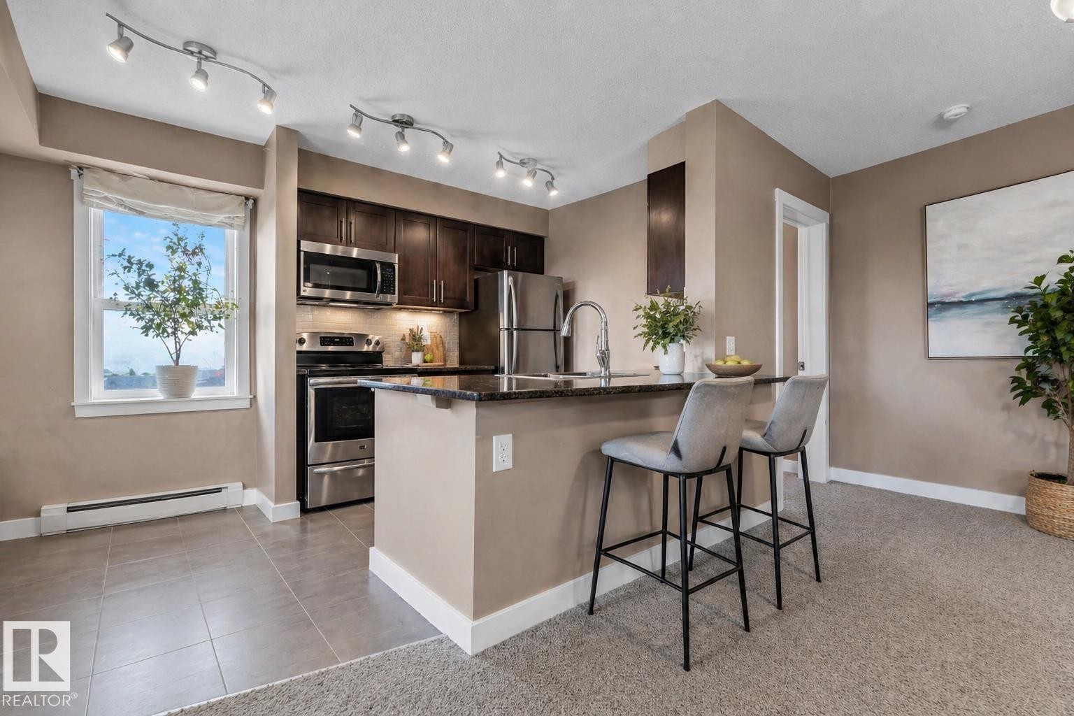 424 18126 77 Street, Edmonton, AB - Indoor Photo Showing Kitchen With Stainless Steel Kitchen With Upgraded Kitchen