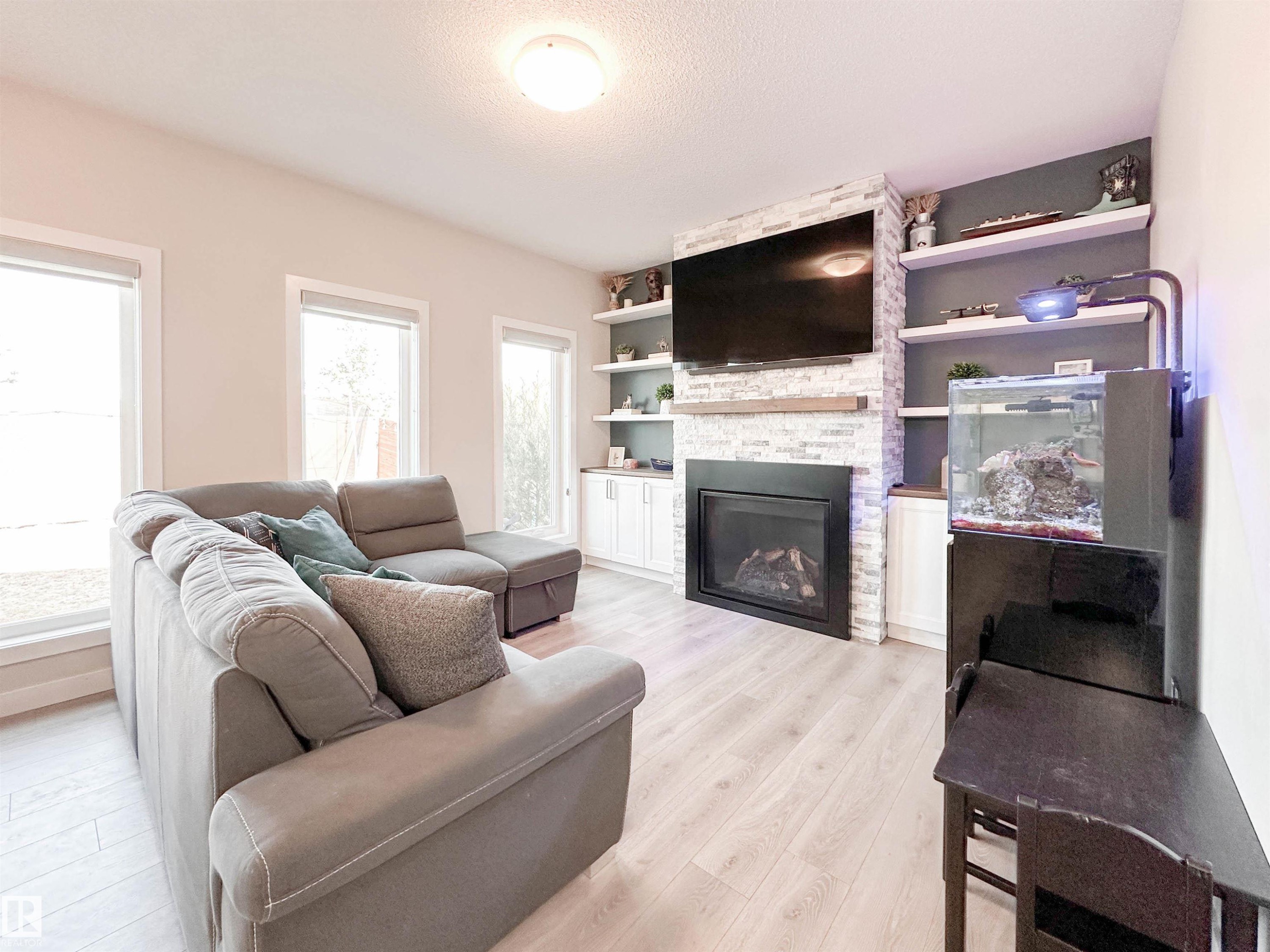 103 Joyal Way, St. Albert, AB - Indoor Photo Showing Living Room With Fireplace