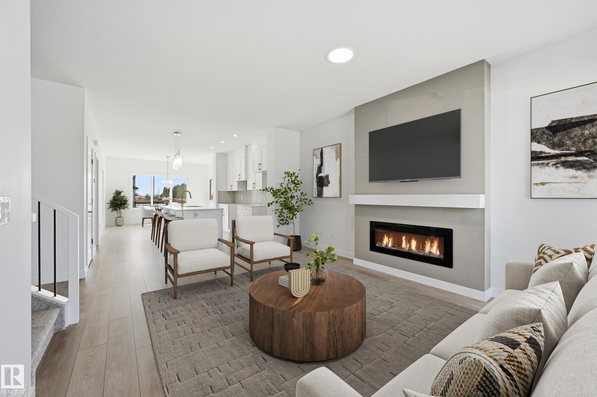 245 Wattle Road, Leduc, AB - Indoor Photo Showing Living Room With Fireplace