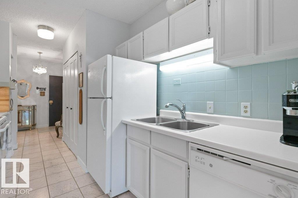 202 9809 110 Street, Edmonton, AB - Indoor Photo Showing Kitchen With Double Sink