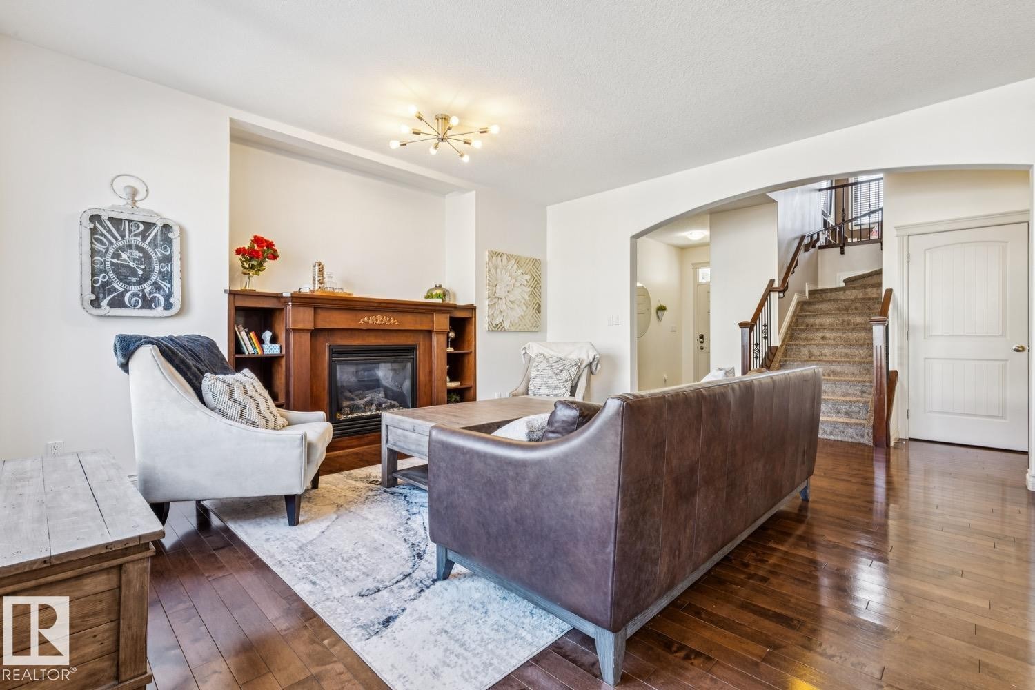 21912 97 Avenue, Edmonton, AB - Indoor Photo Showing Living Room With Fireplace