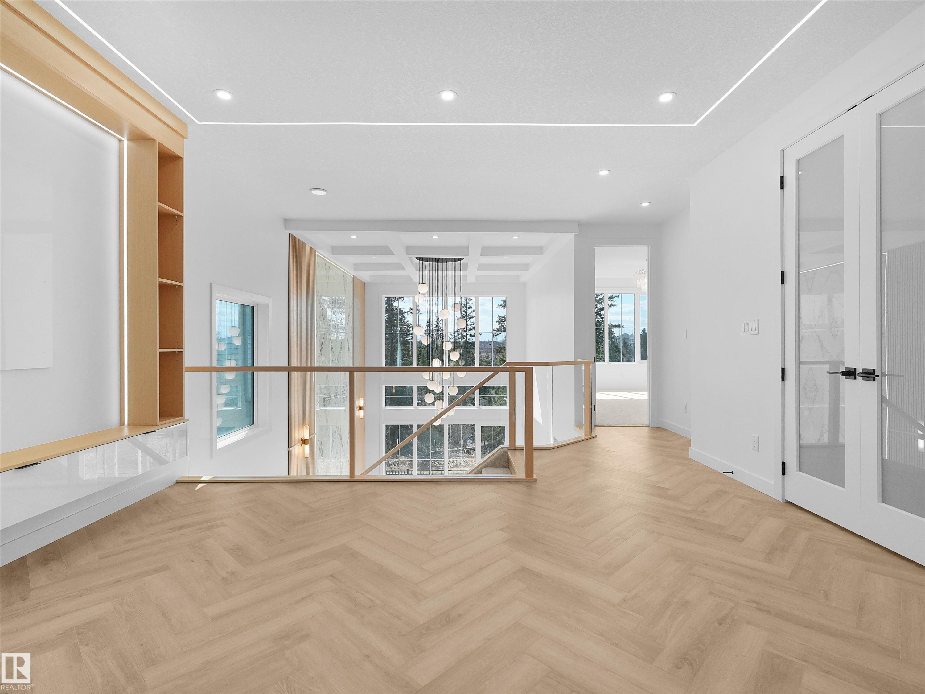 Bonus Room with Herringbone Luxury Vinyl flooring throughout - 2070 Collip Crescent Sw, Edmonton, AB - Indoor Photo Showing Other Room